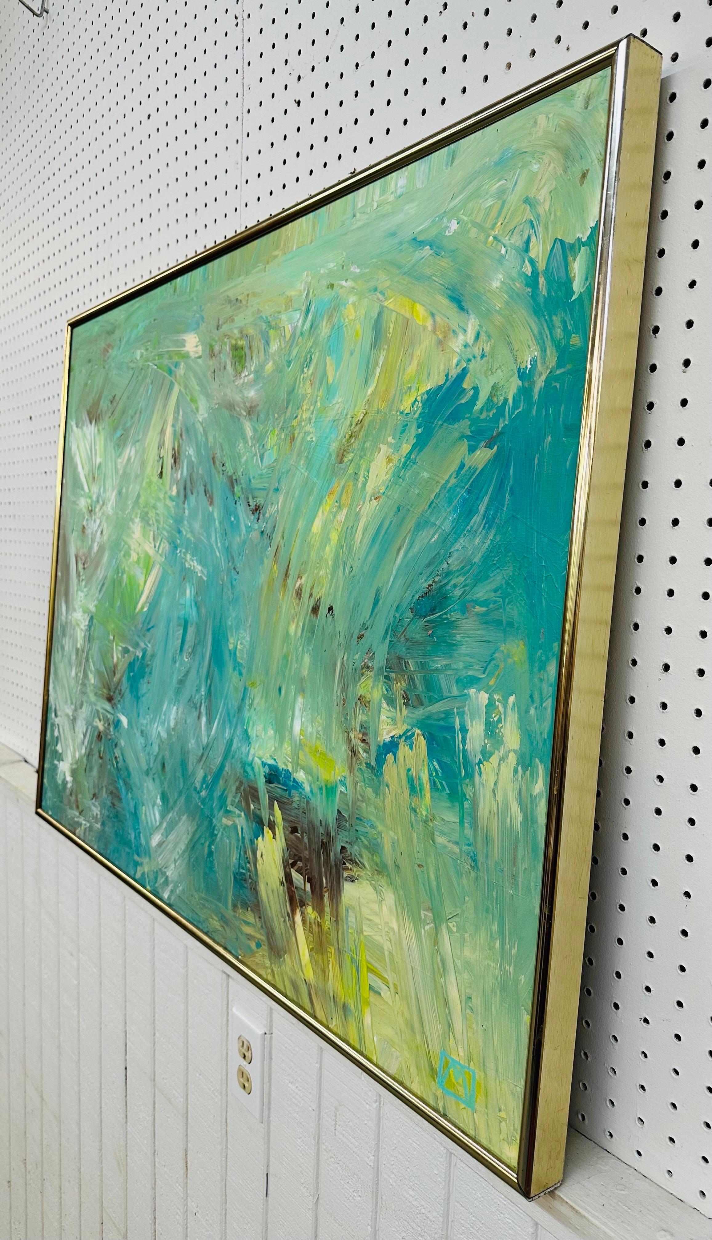 This listing is for a Modern Expressionist Abstract Painting. Featuring a vintage gold frame, original expressionist style abstract art with a mixture of colors, and a wire on the back for hanging. This is an exceptional piece by artist Mullin.