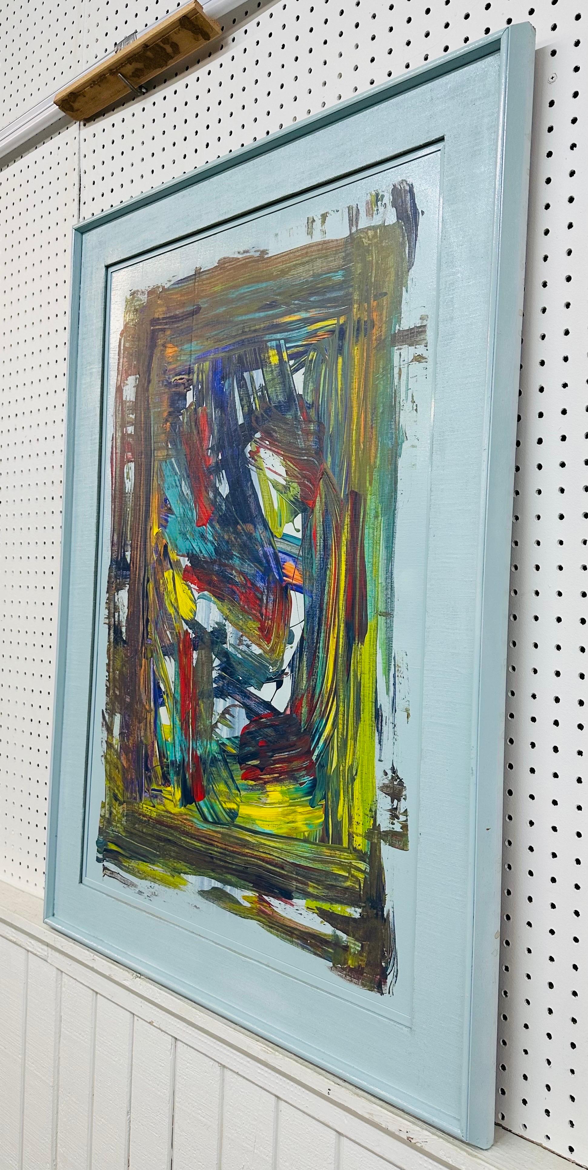 This listing is for a Modern Expressionist Abstract Painting. Featuring a vintage wood frame, original expressionist style abstract art with a mixture of colors, and a wire on the back for hanging. This is an exceptional piece by artist Mullin.
