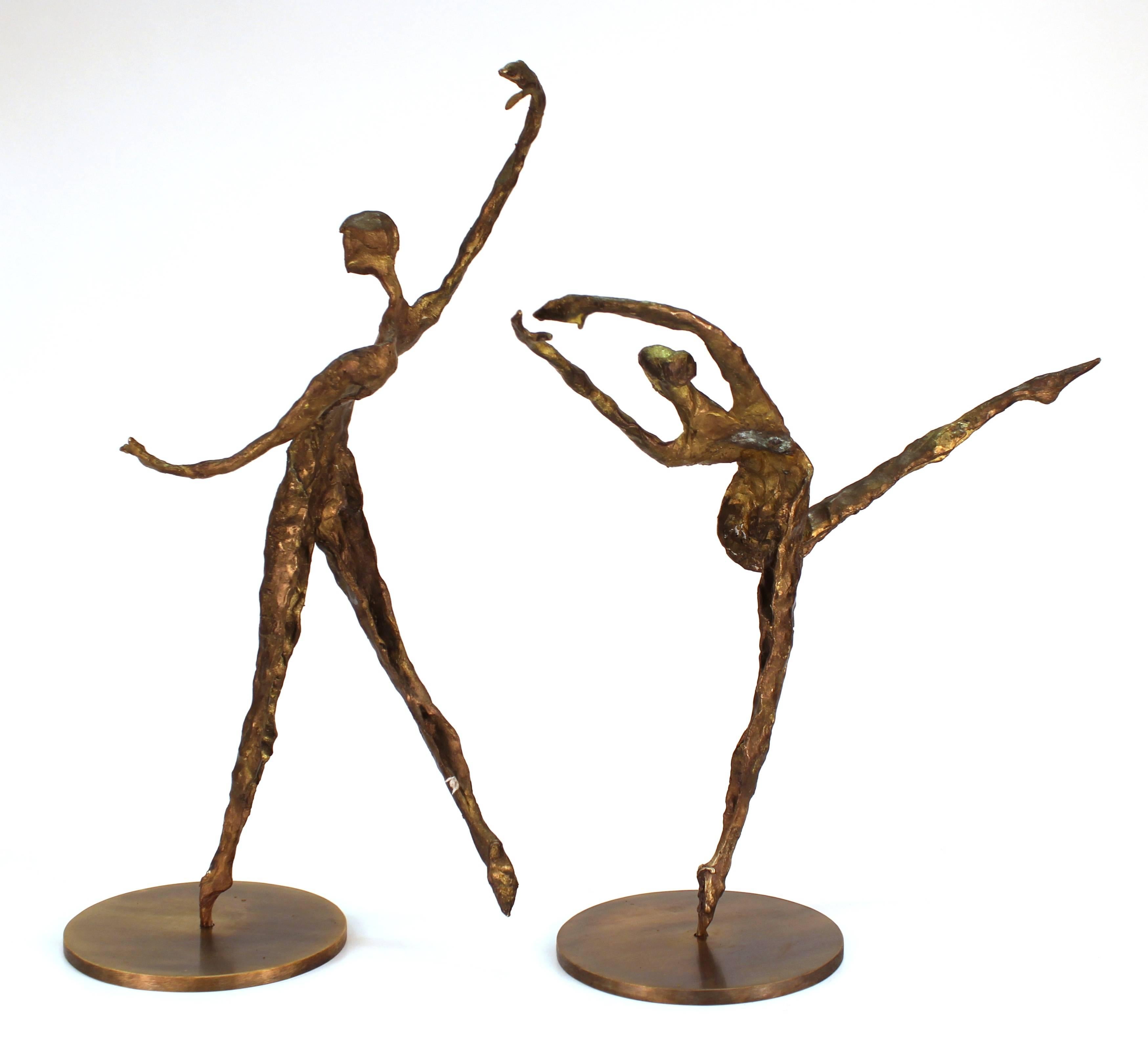 Modern Expressionist Bronze Sculptures of a Pair of Dancers, Signed In Good Condition In New York, NY