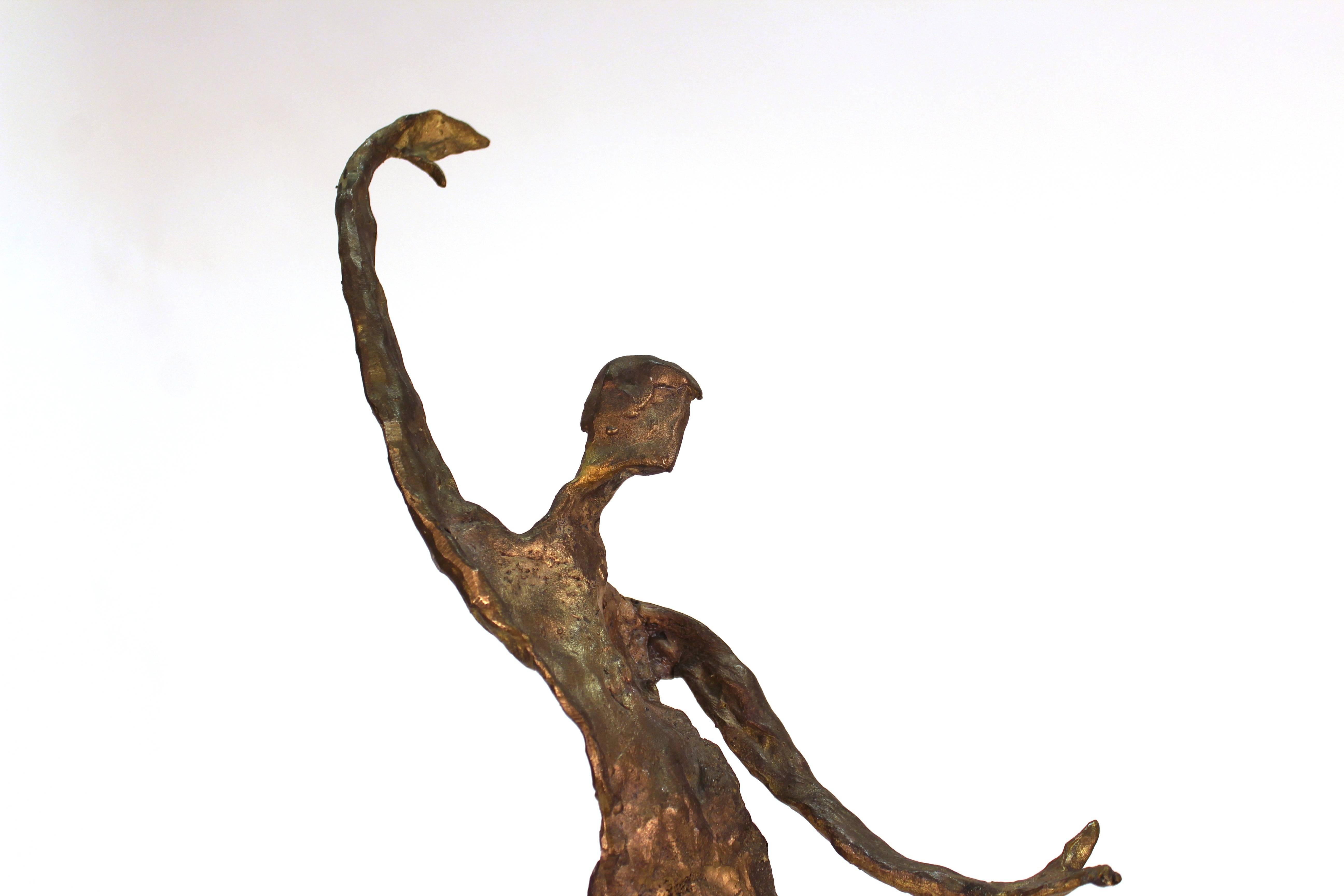 Modern Expressionist Bronze Sculptures of a Pair of Dancers, Signed 1