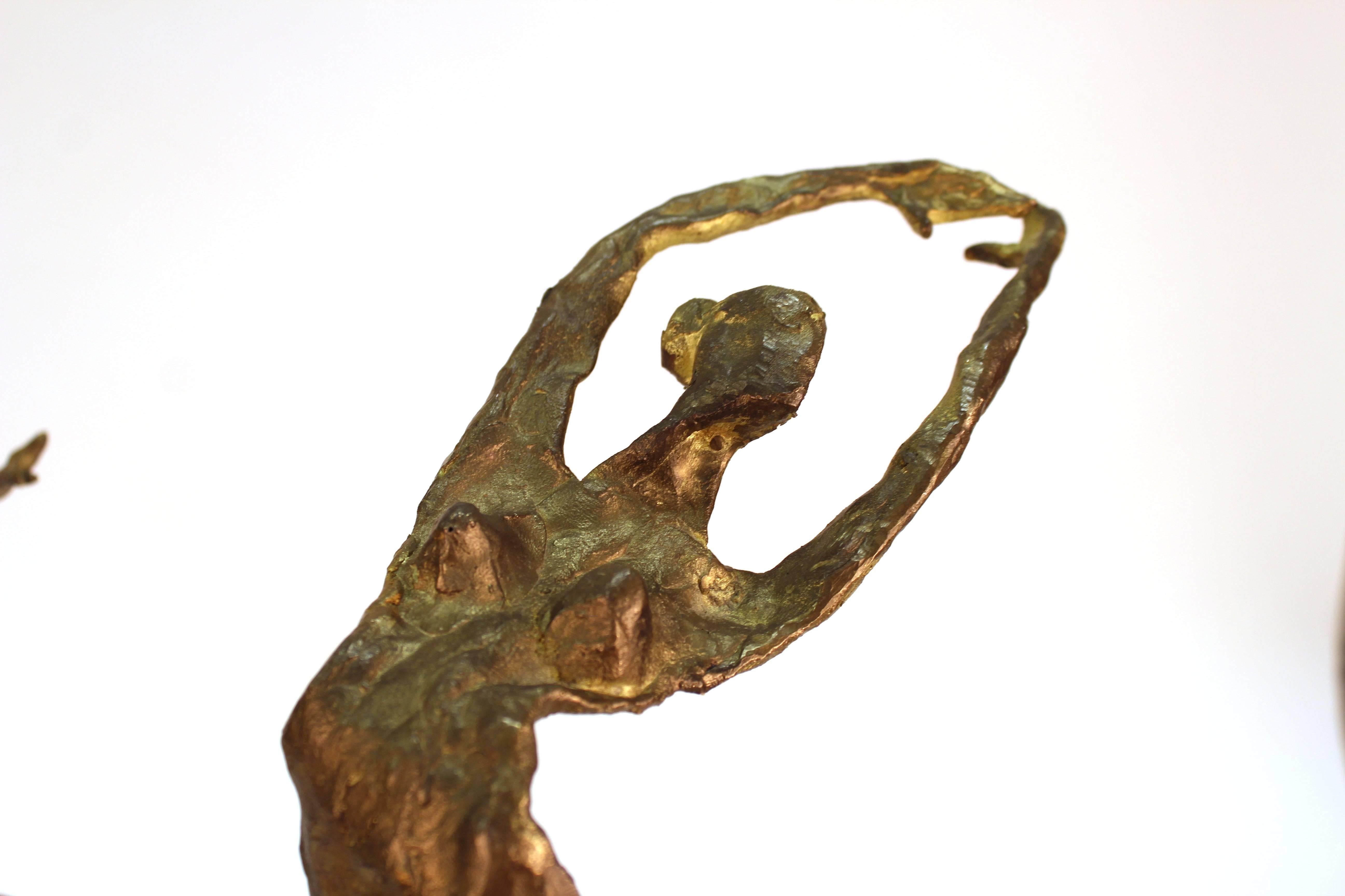 Modern Expressionist Bronze Sculptures of a Pair of Dancers, Signed 2