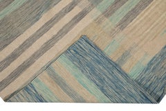Modern Expressionist Flat-Weave Room Size Wool Rug
