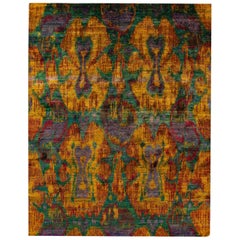 Modern Expressionist Handmade Sari Silk Rug