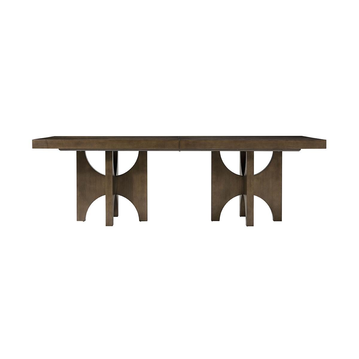 Modern Extending Dark Ash Dining Table In New Condition For Sale In Westwood, NJ