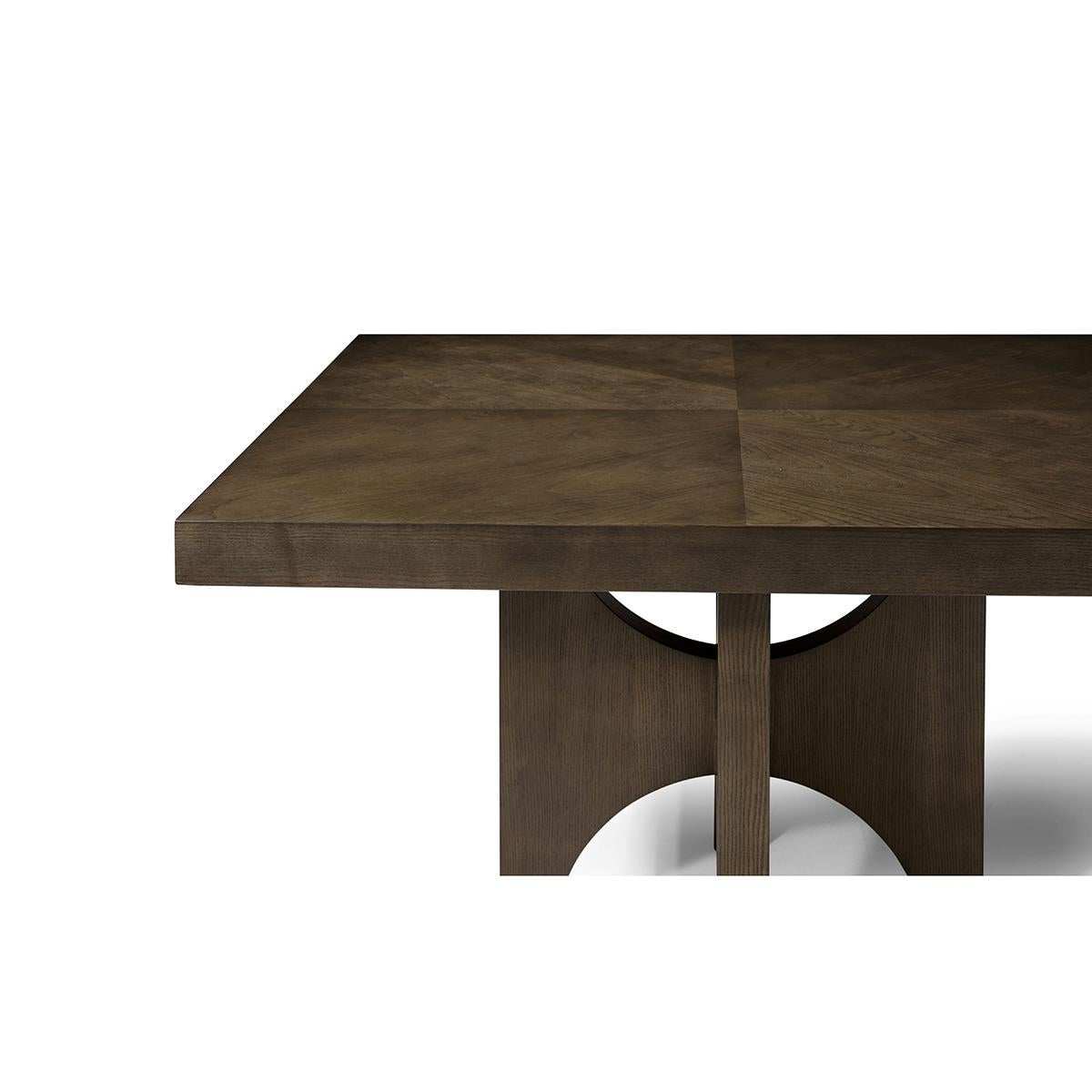 XXIe siècle et contemporain Table de salle à manger moderne à rallonge en frêne foncé en vente