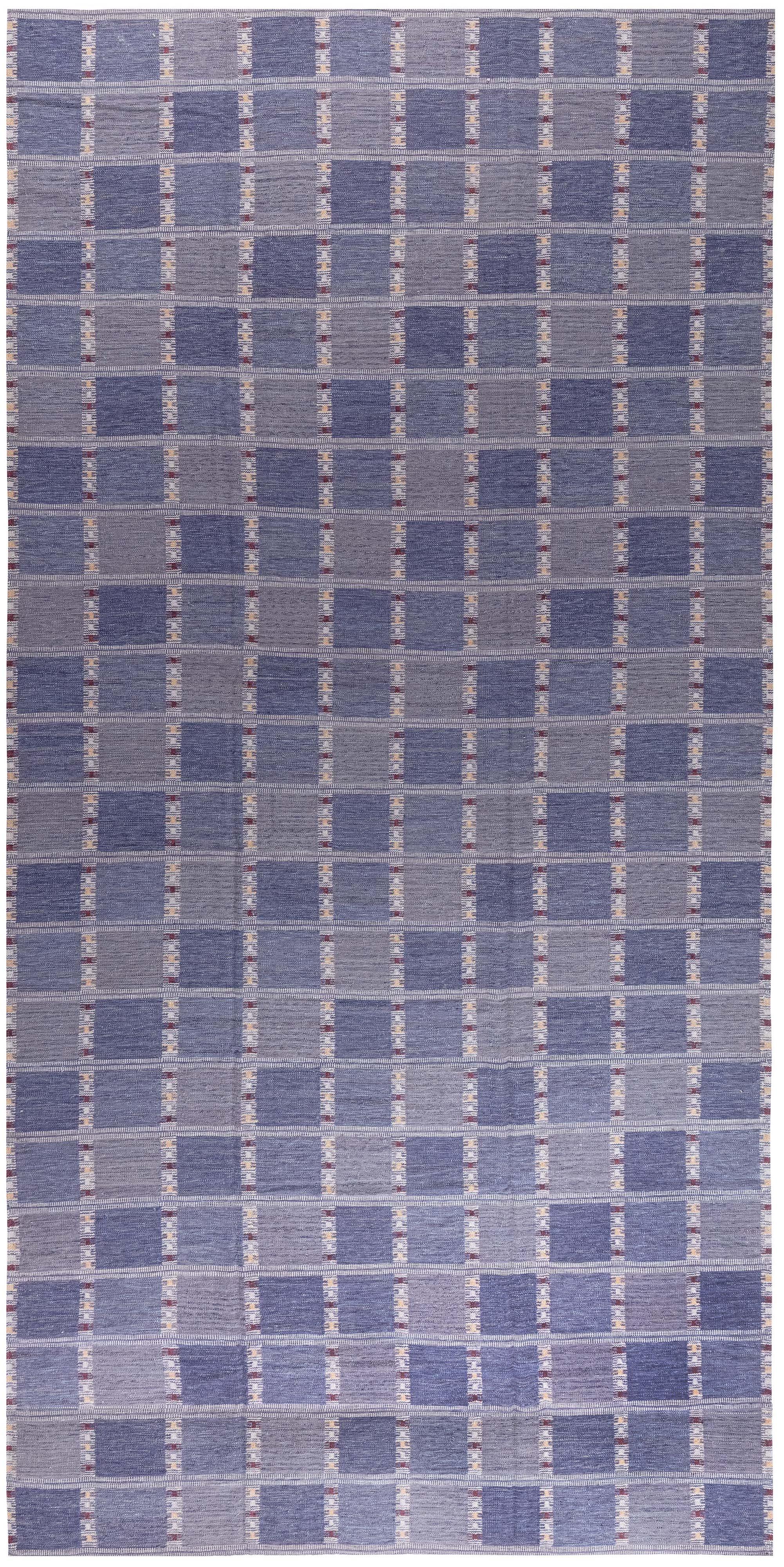 Modern Extra Large Swedish Geometric Flat Weave Wool Rug by Doris Leslie Blau im Angebot