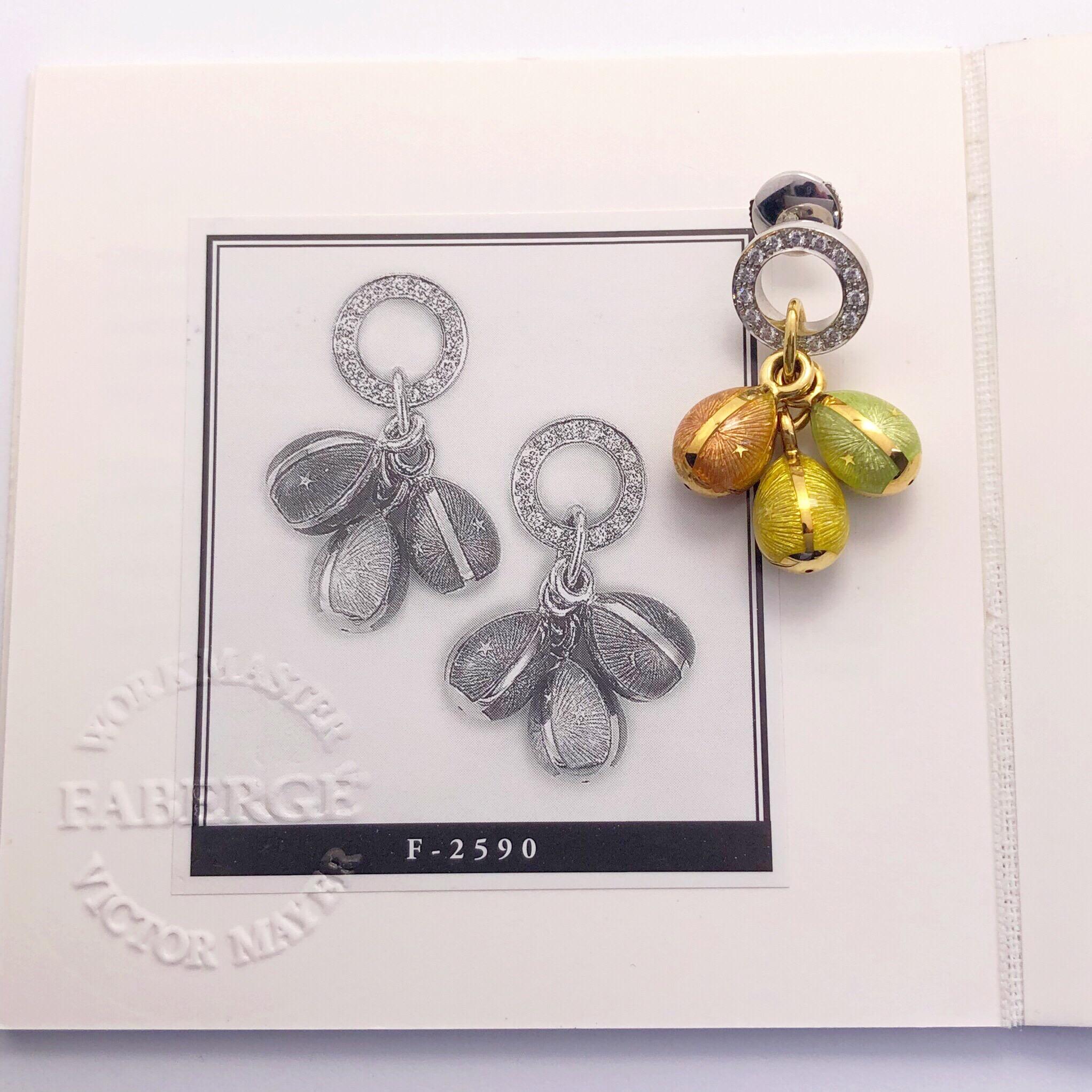 Moderne moderne Faberge-Ohrringe aus 18 Karat Gold mit Guilloche-Emaille und 0,30 Karat Diamanten für Damen oder Herren im Angebot