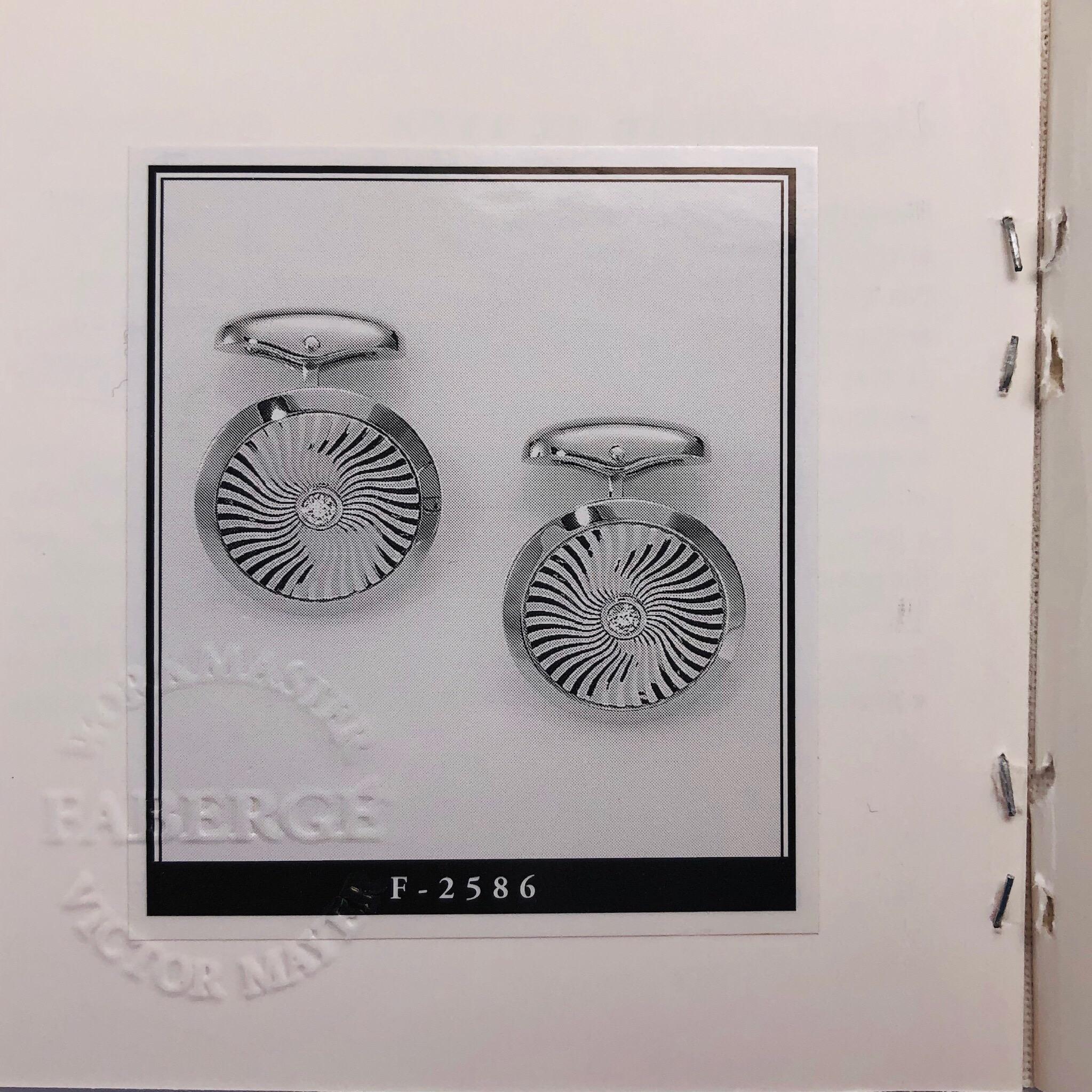 Moderne Faberge-Manschettenglieder aus 18 Karat Roségold und Diamanten mit Zertifikat (Art nouveau) im Angebot