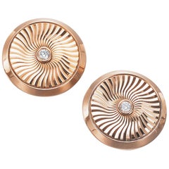 Modern Faberge 18 Karat Rose Gold and Diamond Cuff Links with Certificate