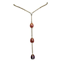 Modern Faberge 18 Karat Yellow Gold, Enamel and Diamond Cascading Egg Necklace