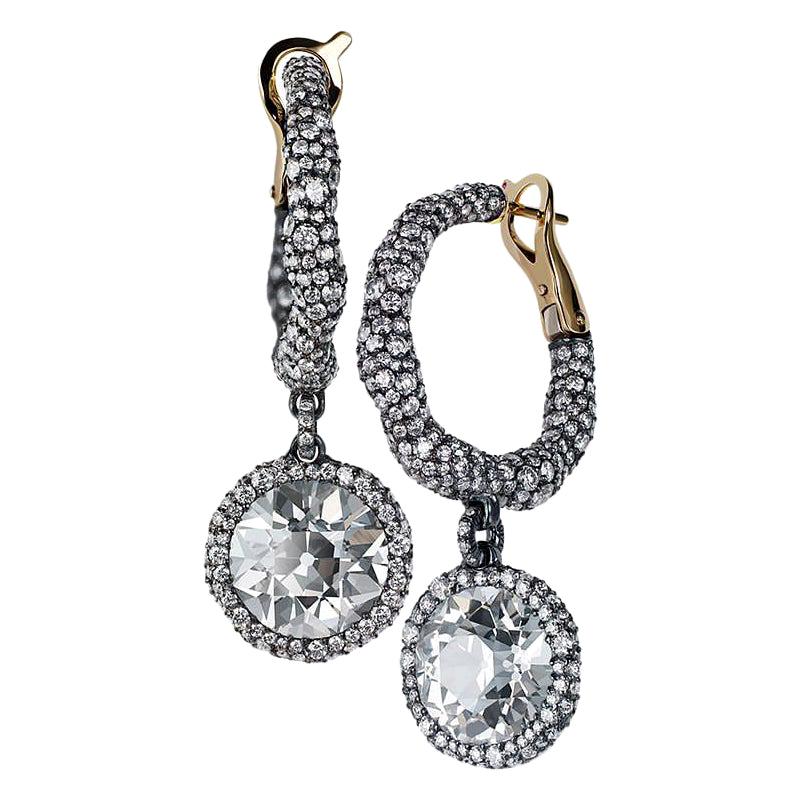 Boucles d'oreilles anciennes Fabergé Charmeuse Créoles Frédéric Zaavy en diamants et diamants en vente