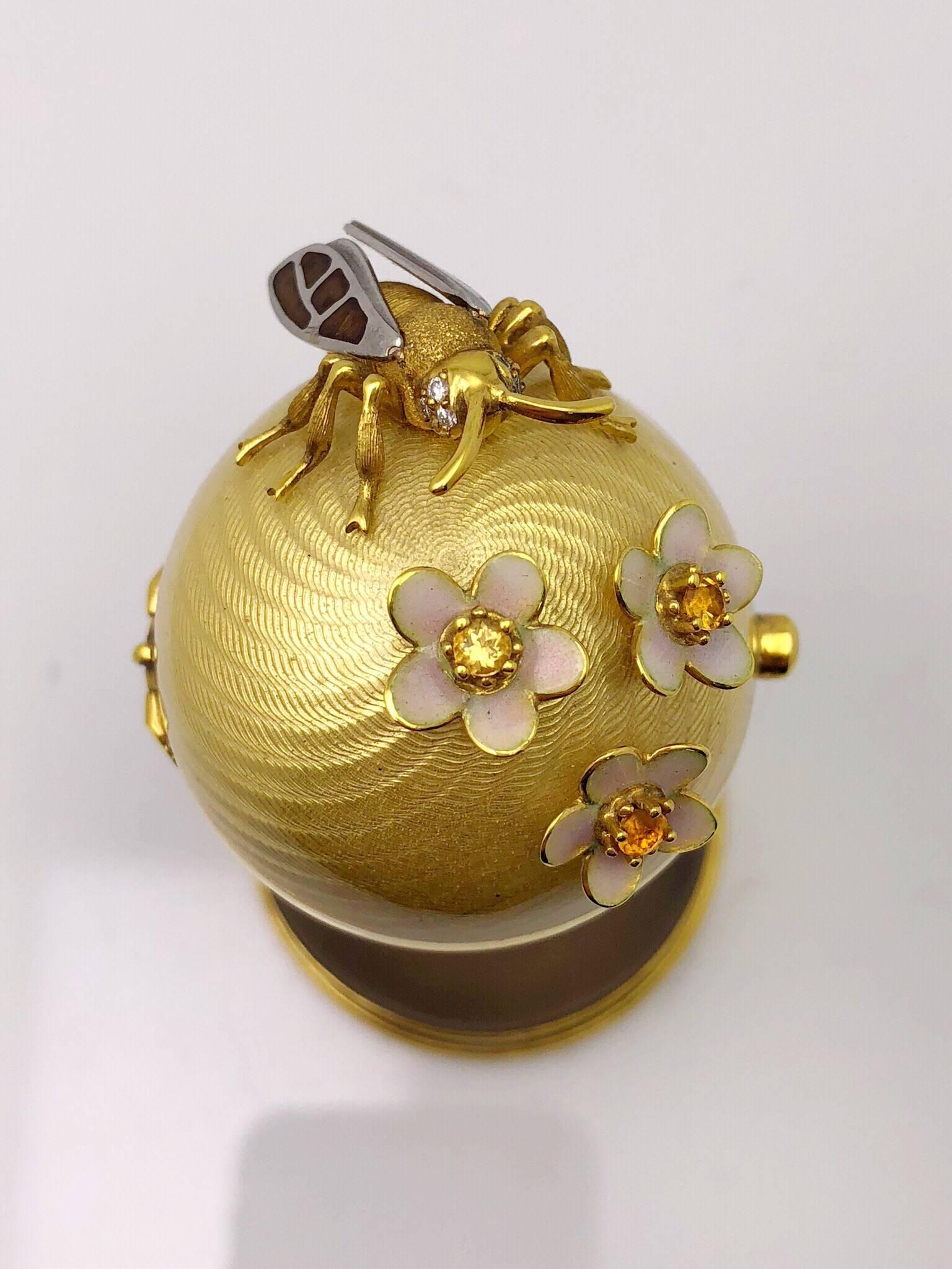 Modern Faberge  Enamel Gold Limited Edition Surprise Bear Egg Made in Germany In New Condition In New York, NY