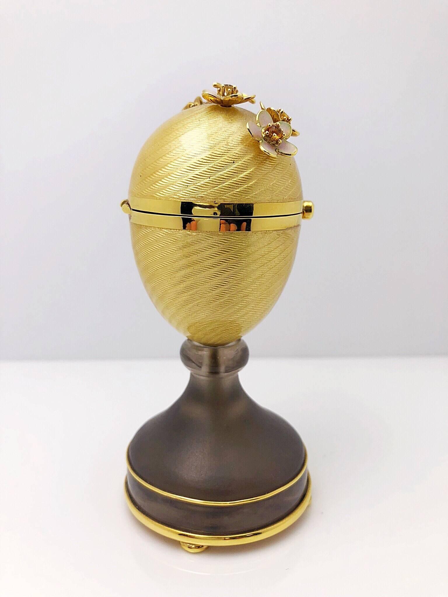 Women's or Men's Modern Faberge  Enamel Gold Limited Edition Surprise Bear Egg Made in Germany