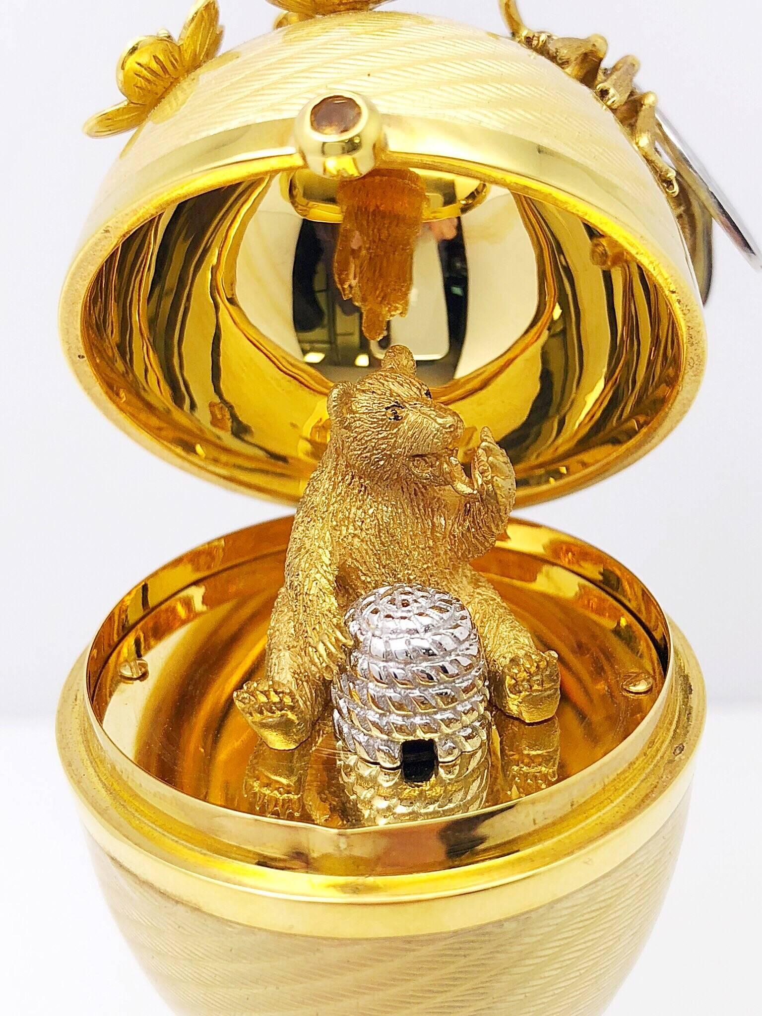 Modern Faberge  Enamel Gold Limited Edition Surprise Bear Egg Made in Germany 1