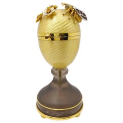 Modern Faberge  Enamel Gold Limited Edition Surprise Bear Egg Made in Germany
