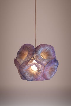 Modern Fabric Pendant Hand-Painted Light from Studio Mirei, Anemone