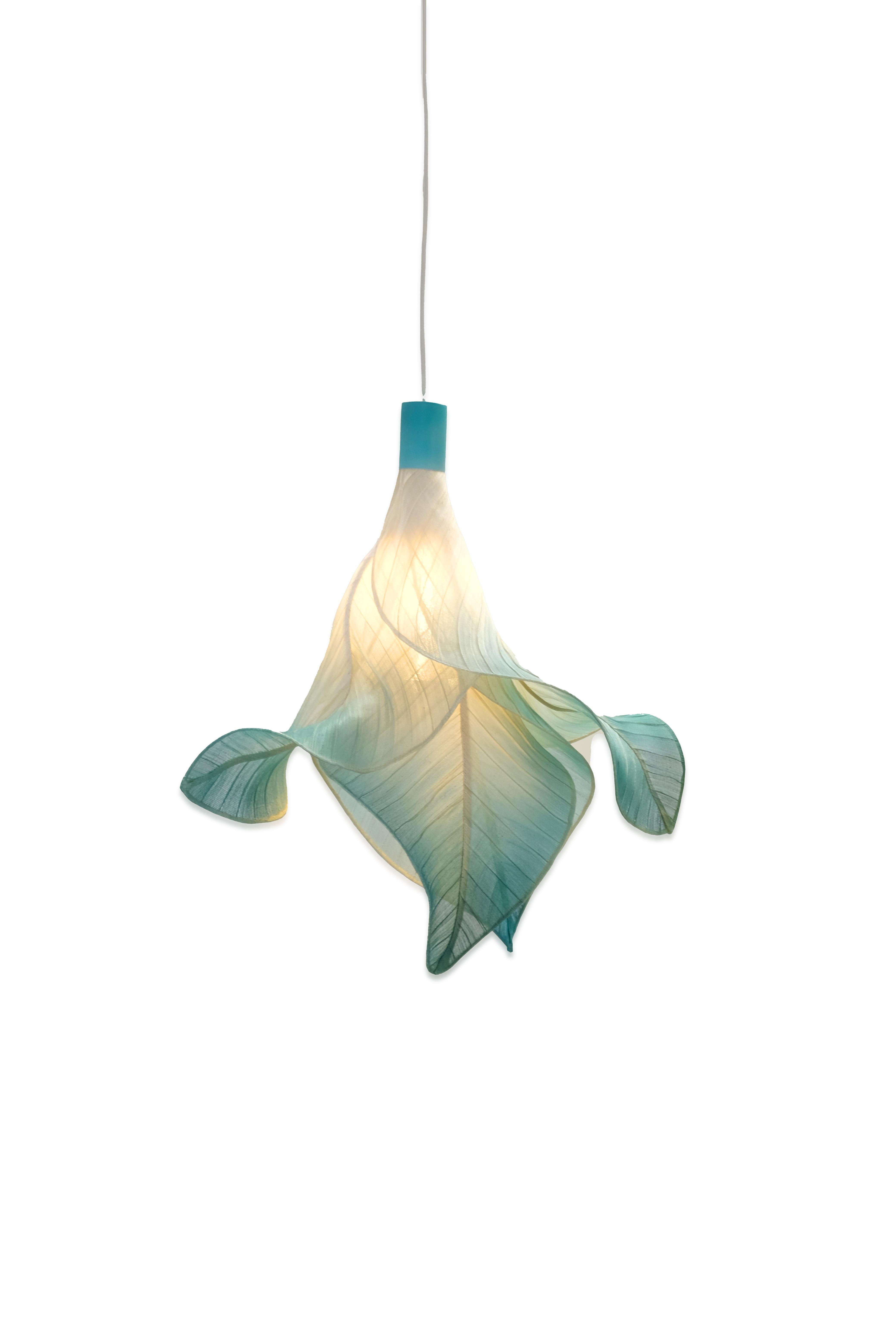Modern Fabric Pendant Hand-Painted Light from Studio Mirei, Sirenetta  In New Condition For Sale In New York, NY