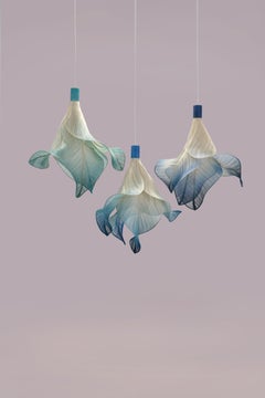 Modern Fabric Pendant Hand-Painted Light from Studio Mirei, Sirenetta (Set of 3)