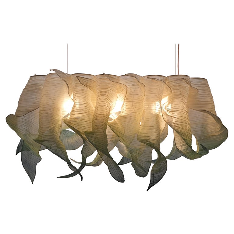 Modern Fabric Pendant HandPainted Light by Studio Mirei, Nebula Grande