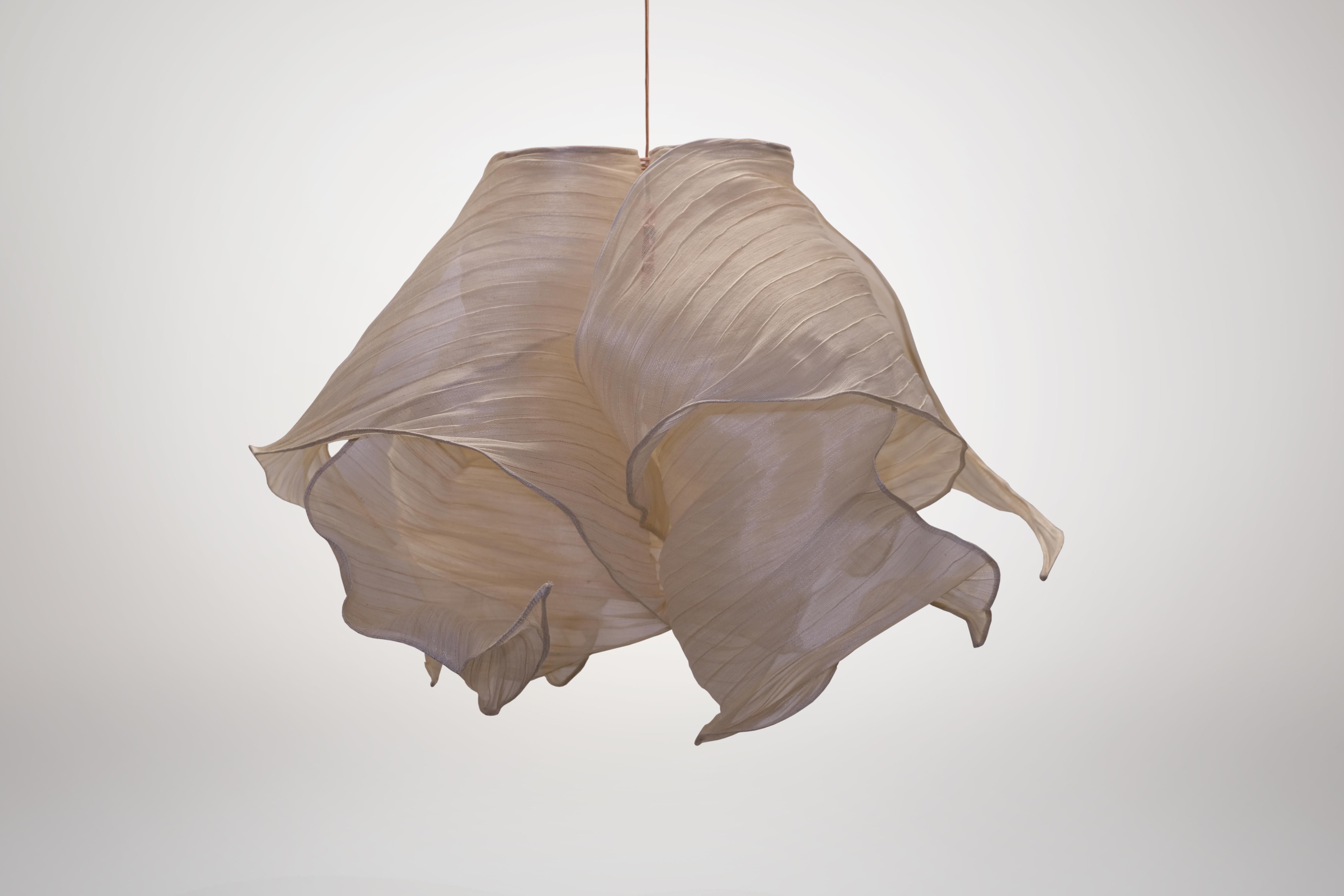 Hand-Woven Modern Fabric Pendant Plain Light Nebula from Studio Mirei, in Stock