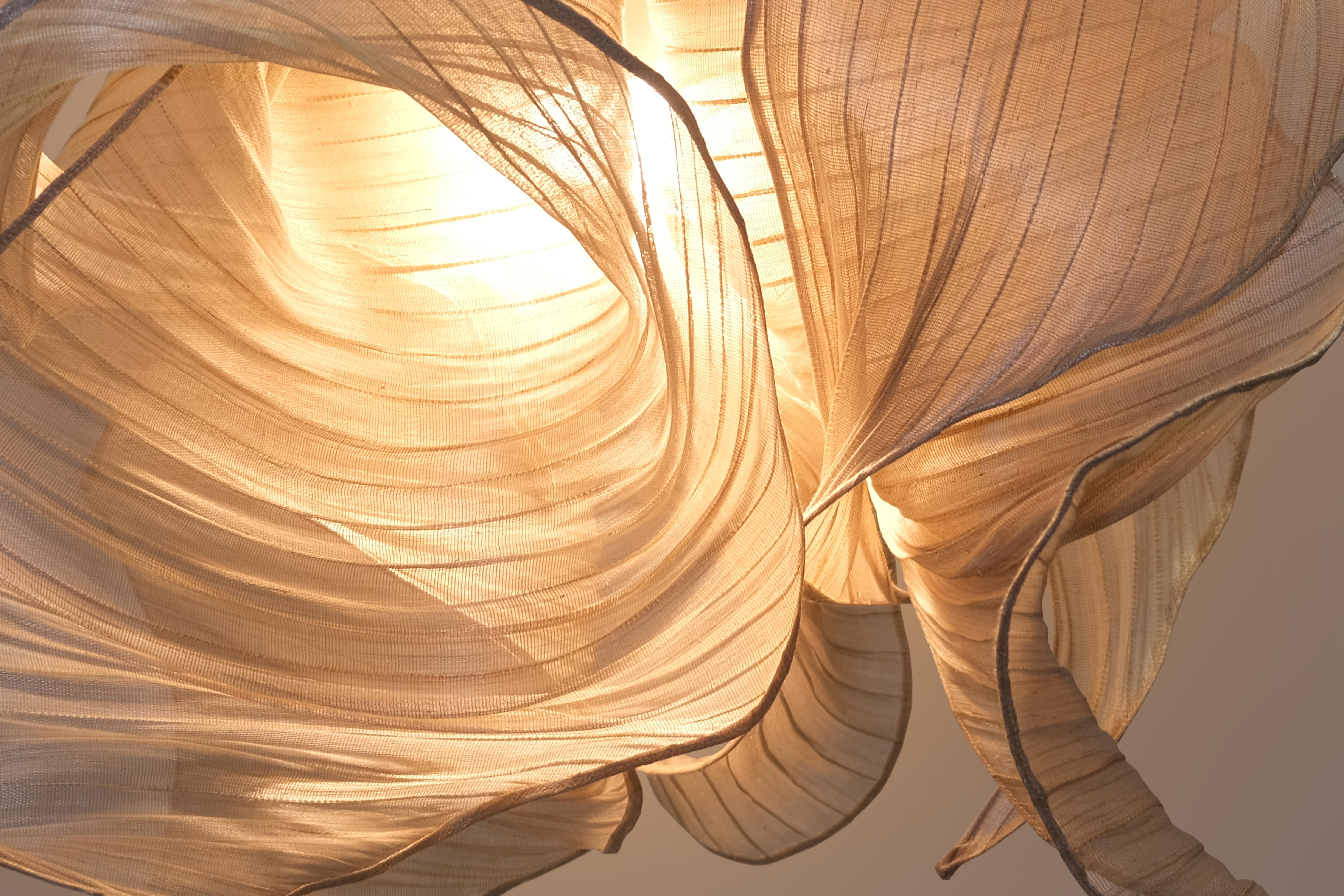 Natural Fiber Modern Fabric Pendant Plain Light  from Studio Mirei, Nebula 60cm, in Stock For Sale