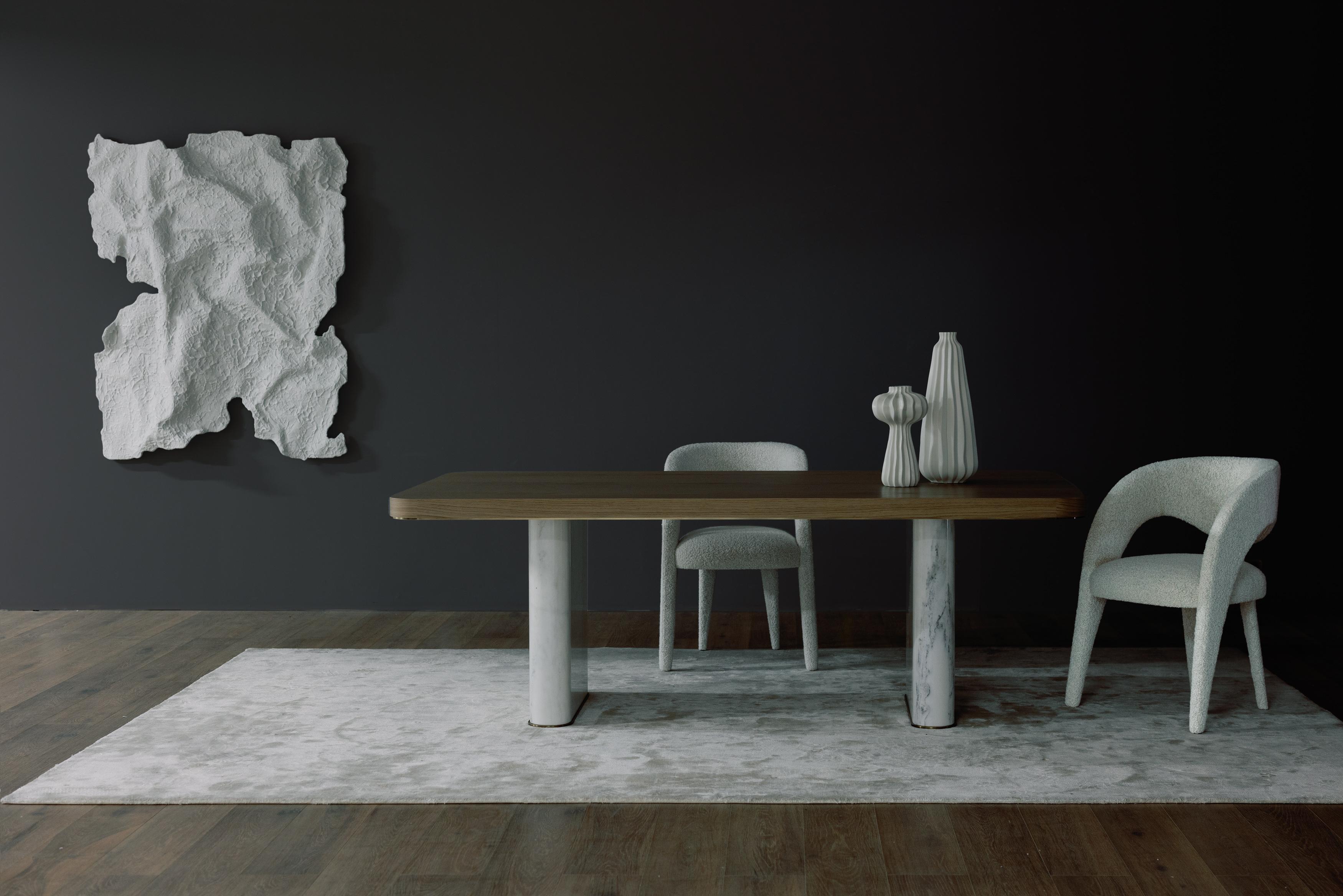 Table de salle à manger moderne d'automne en marbre Calacatta fabriquée à la main au Portugal par Greenapple en vente 6