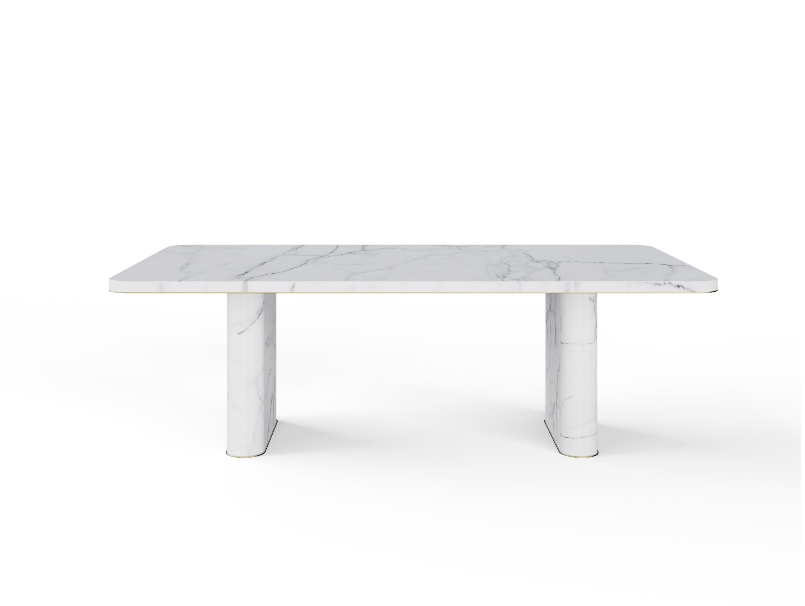 Portuguese Modern Fall Dining Table Calacatta Marble Handmade in Portugal by Greenapple For Sale