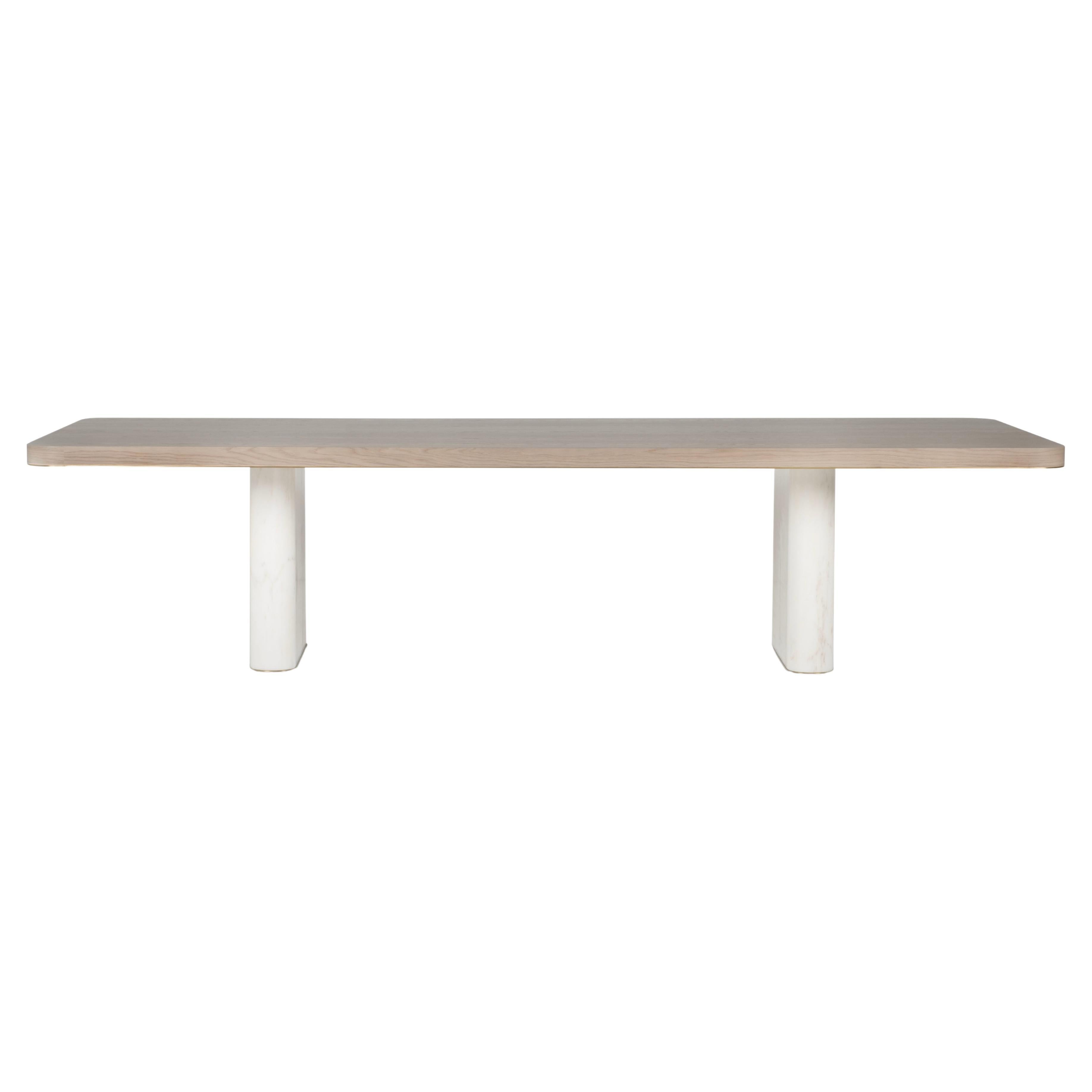 Portugais Table de salle à manger moderne d'automne en marbre Calacatta fabriquée à la main au Portugal par Greenapple en vente