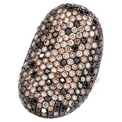 Modern Fancy 9.39cts Diamond 18 Karat Gold Cluster Cocktail  Ring