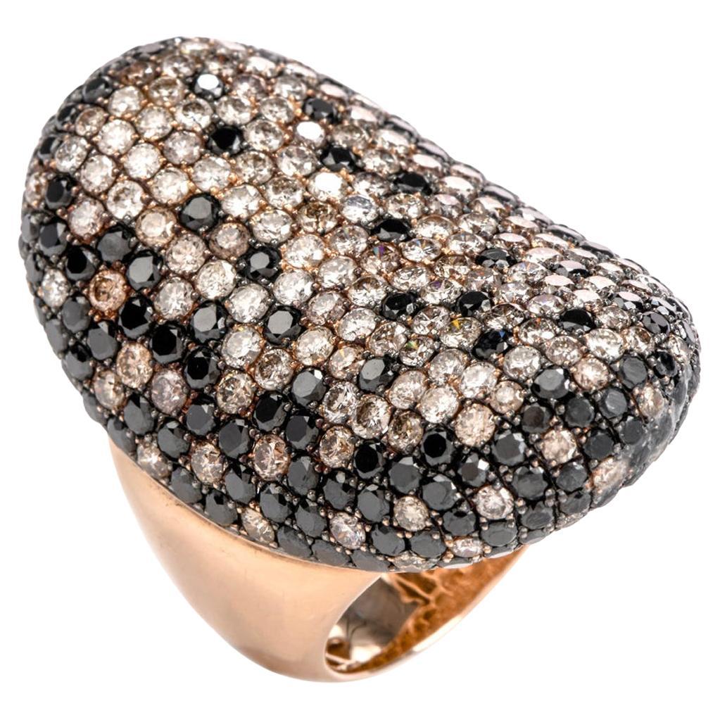 Modern Fancy 9.39cts Diamond 18 Karat Gold Cluster Cocktail  Ring For Sale
