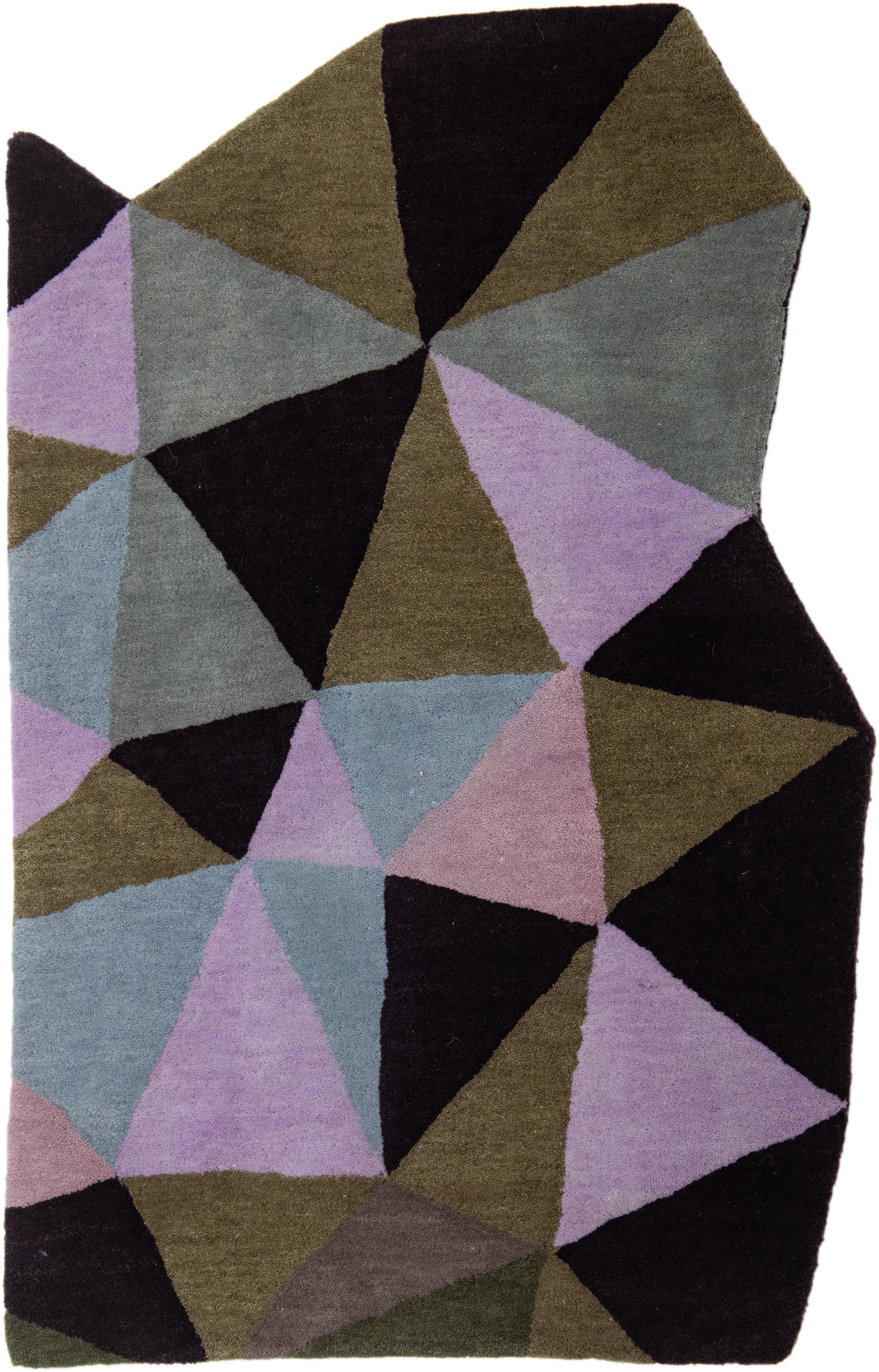 Indian Modern Fantasia Custom Wool Rug with Asymmetrical Pattern By Apadana For Sale