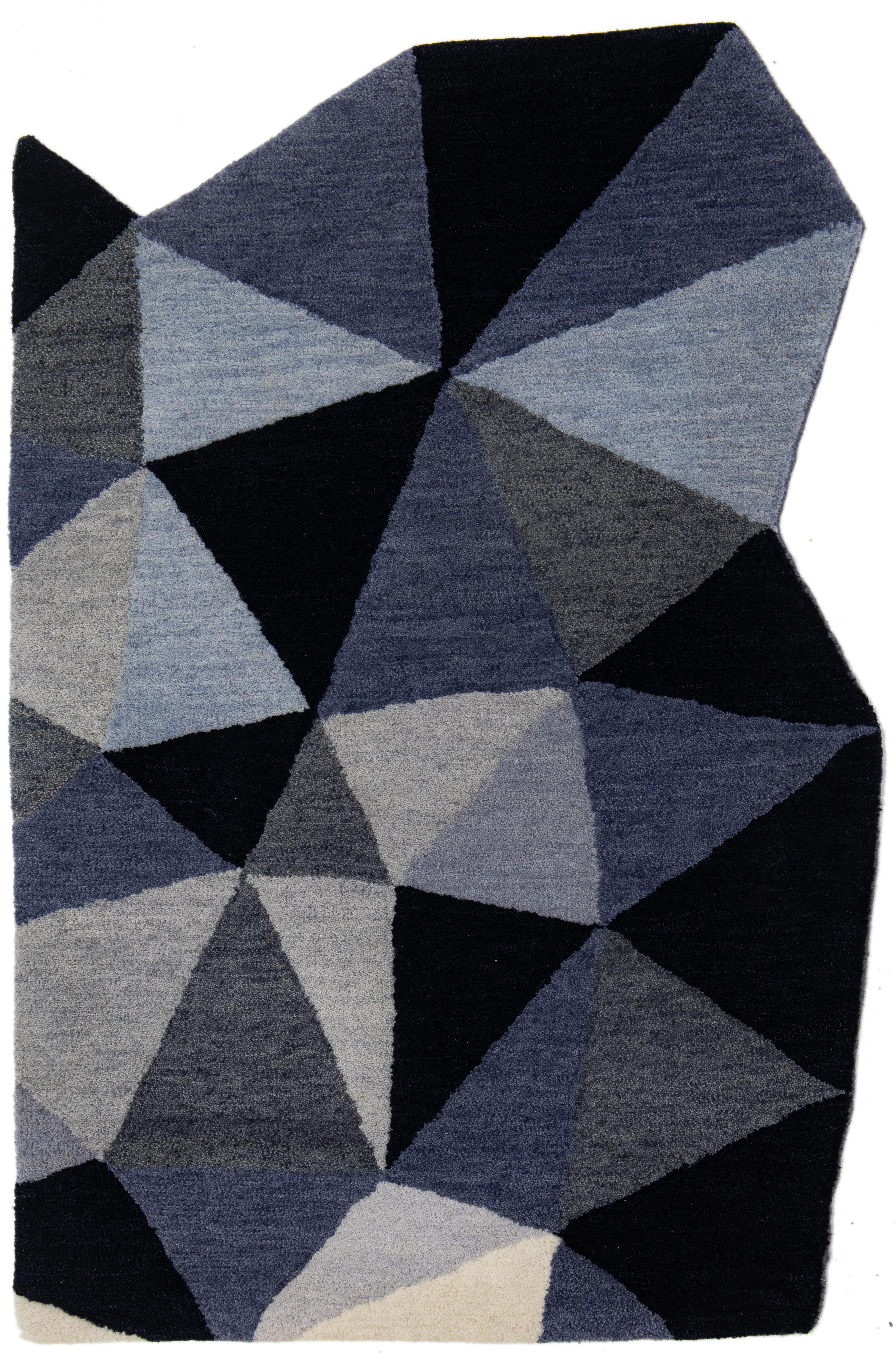 Hand-Knotted Modern Fantasia Custom Wool Rug with Asymmetrical Pattern By Apadana For Sale