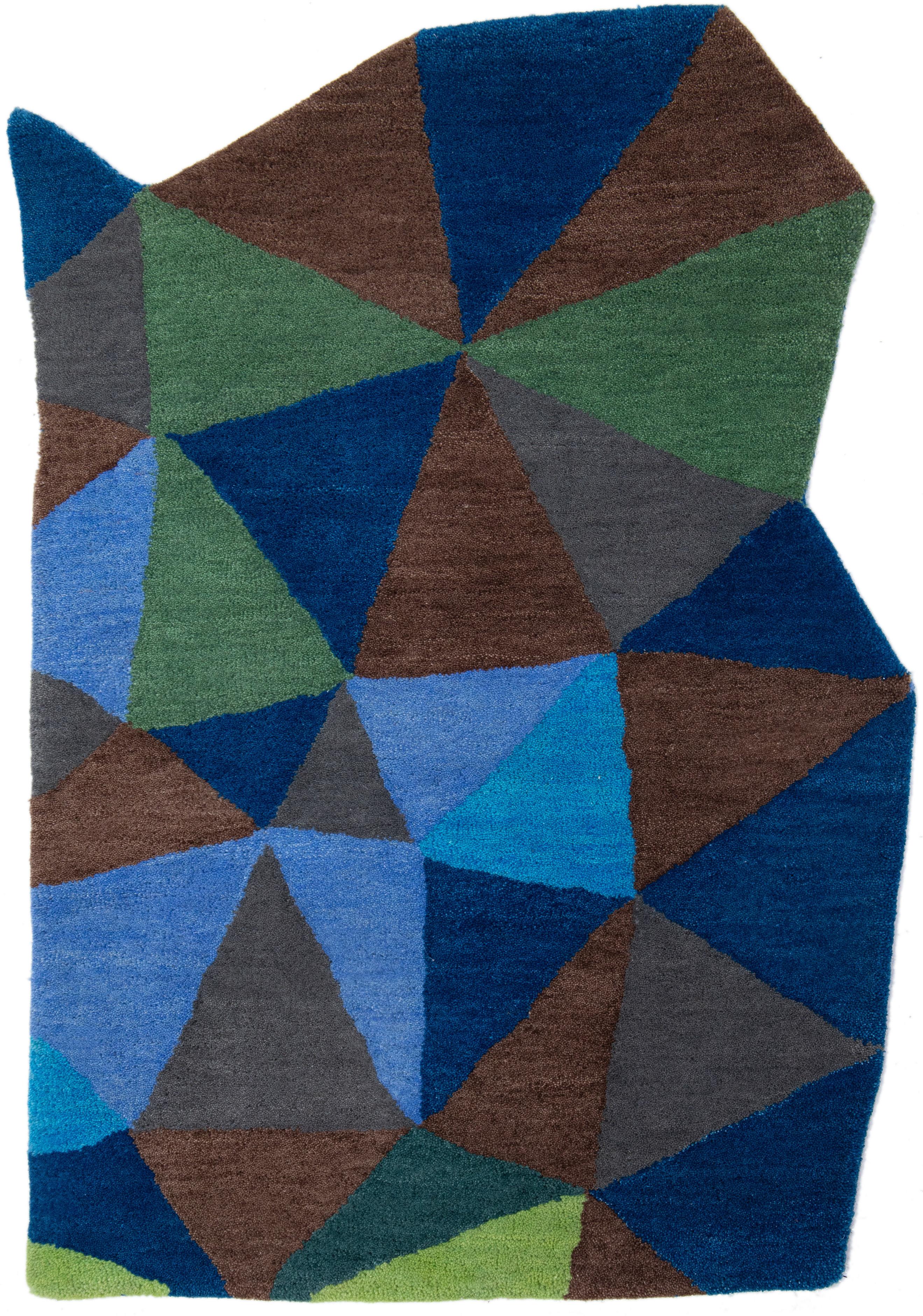 Modern Fantasia Custom Wool Rug with Asymmetrical Pattern By Apadana In New Condition For Sale In Norwalk, CT