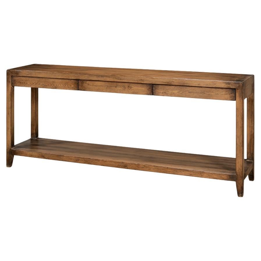 Modern Farmhouse Console Table - Walnut Finish