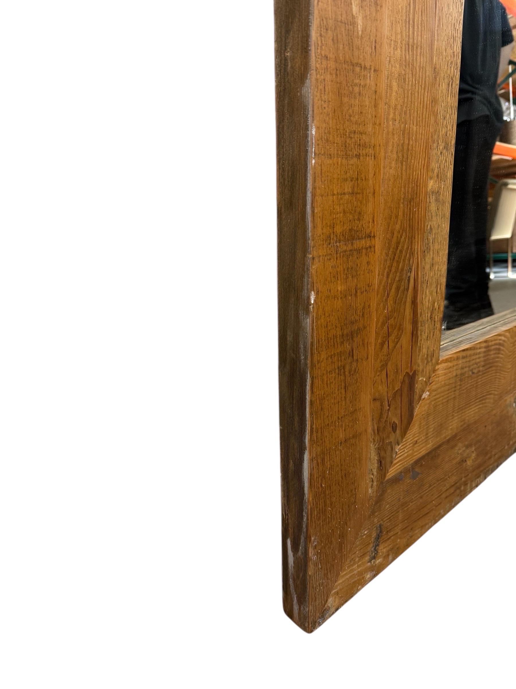 Modern Farmhouse Style Reclaimed Wood Floor Mirror In Good Condition For Sale In Clarksboro, NJ
