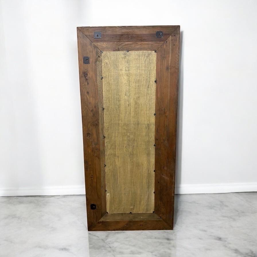 Contemporary Modern Farmhouse Style Reclaimed Wood Floor Mirror For Sale