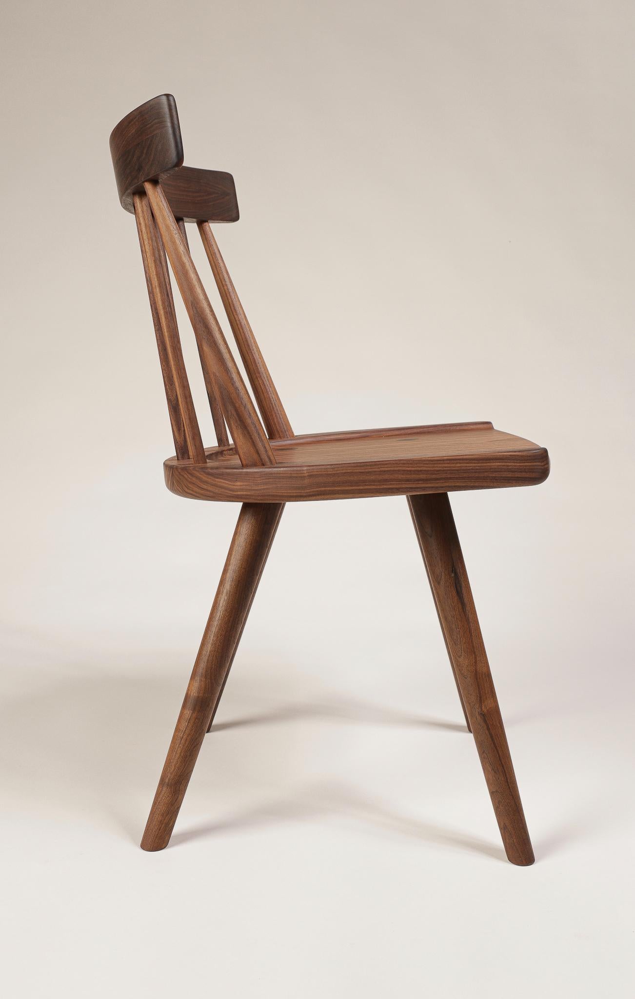 American Craftsman Modern Farmhouse, Windsor Style Chair in Walnut by Möbius Objects For Sale