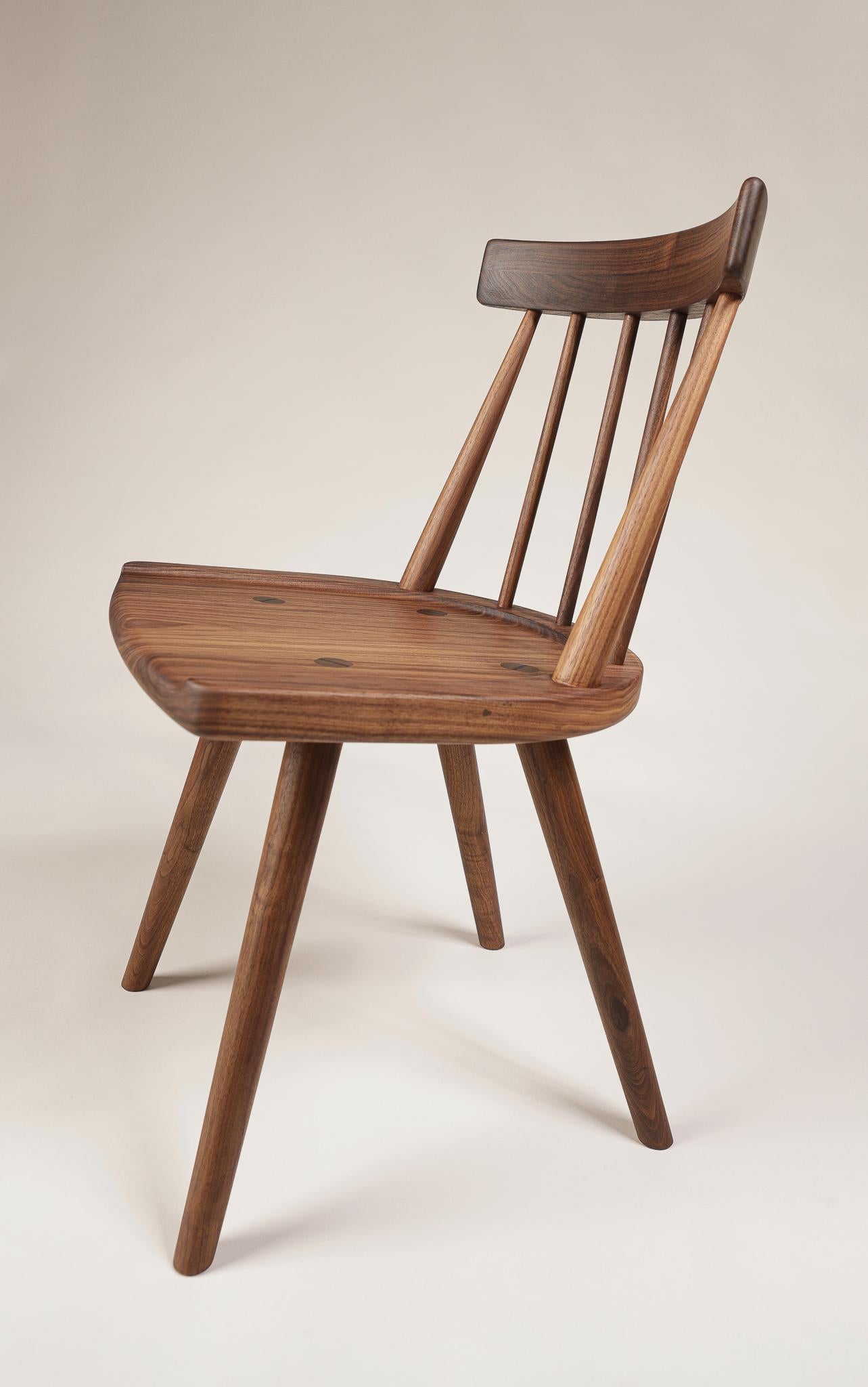 Canadian Modern Farmhouse, Windsor Style Chair in Walnut by Möbius Objects For Sale