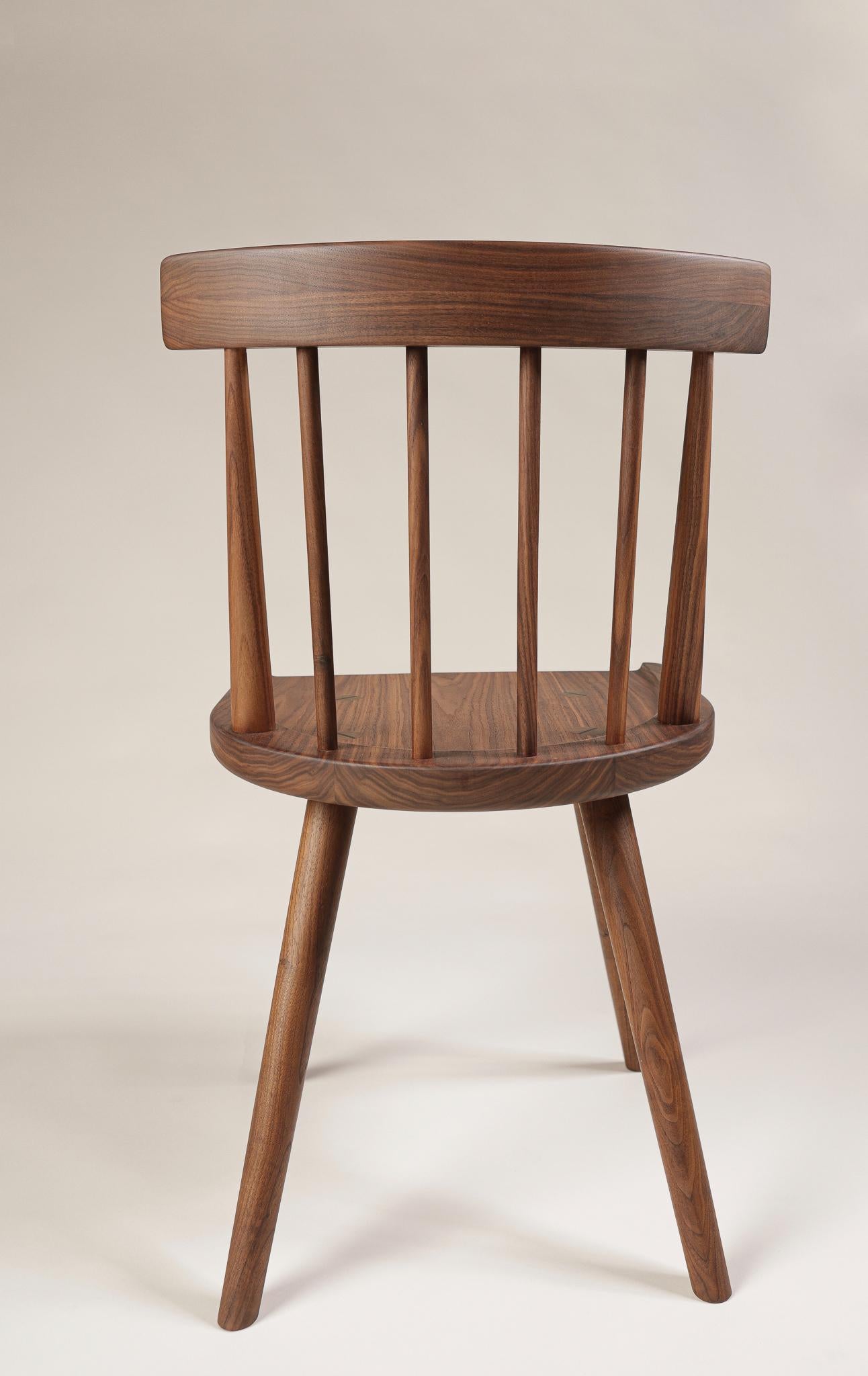 Turned Modern Farmhouse, Windsor Style Chair in Walnut by Möbius Objects For Sale
