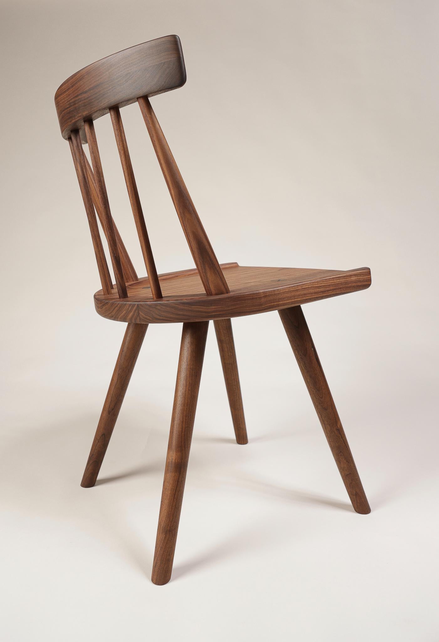 Modern Farmhouse, Windsor Style Chair in Walnut by Möbius Objects In New Condition For Sale In Calgary, CA