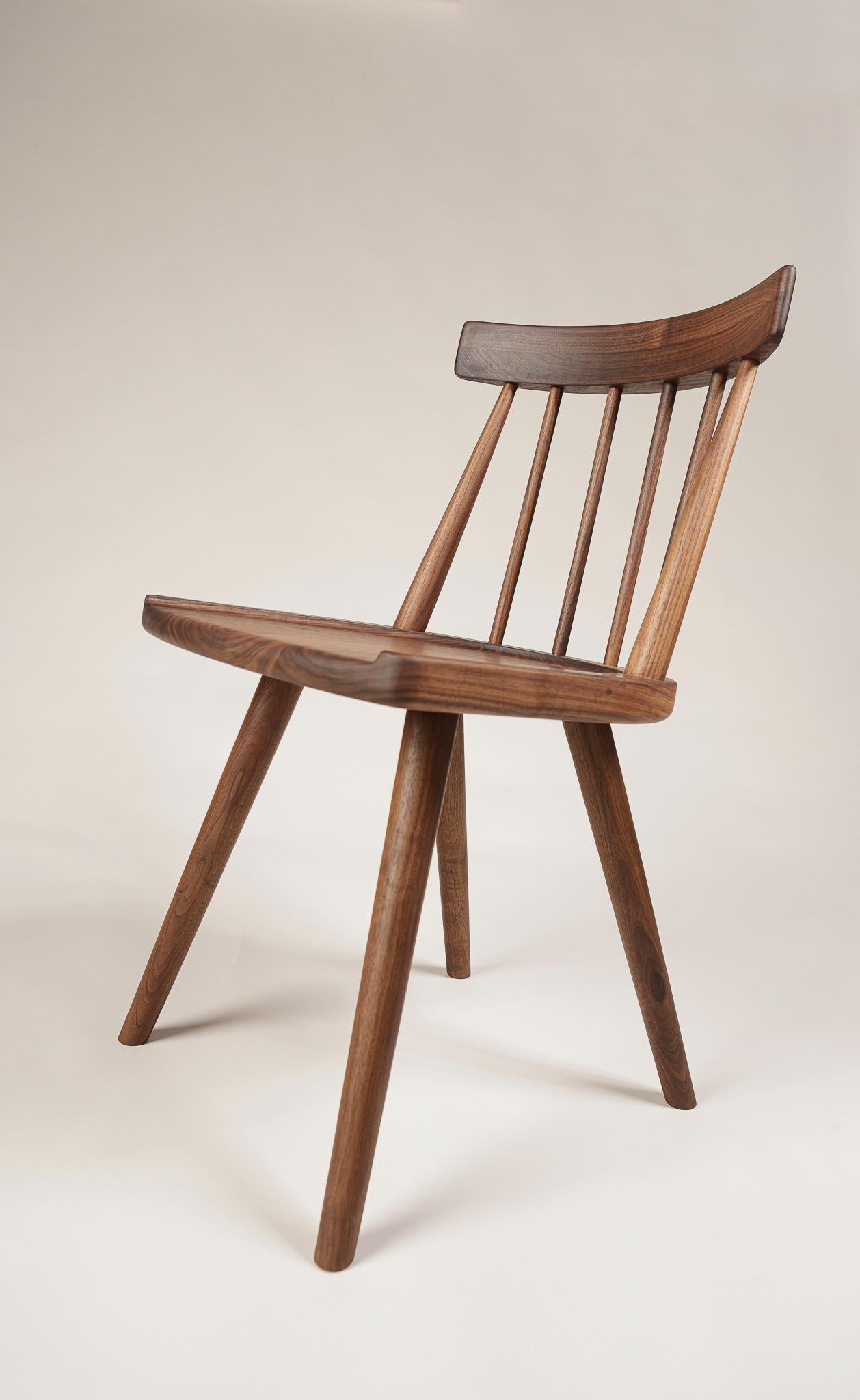 Contemporary Modern Farmhouse, Windsor Style Chair in Walnut by Möbius Objects For Sale