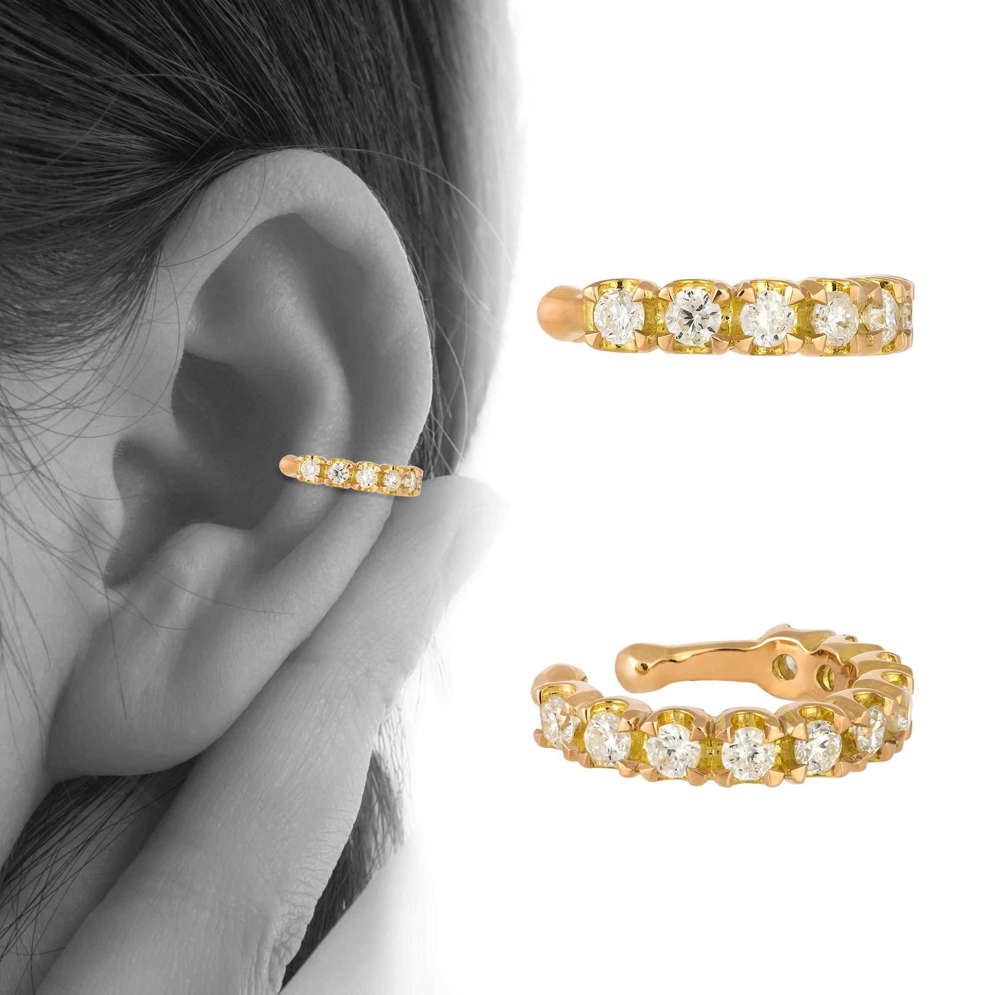 Boucles d'oreilles manchette de mode moderne une pièce en or jaune 18 carats pour elle Neuf - En vente à Montreux, CH