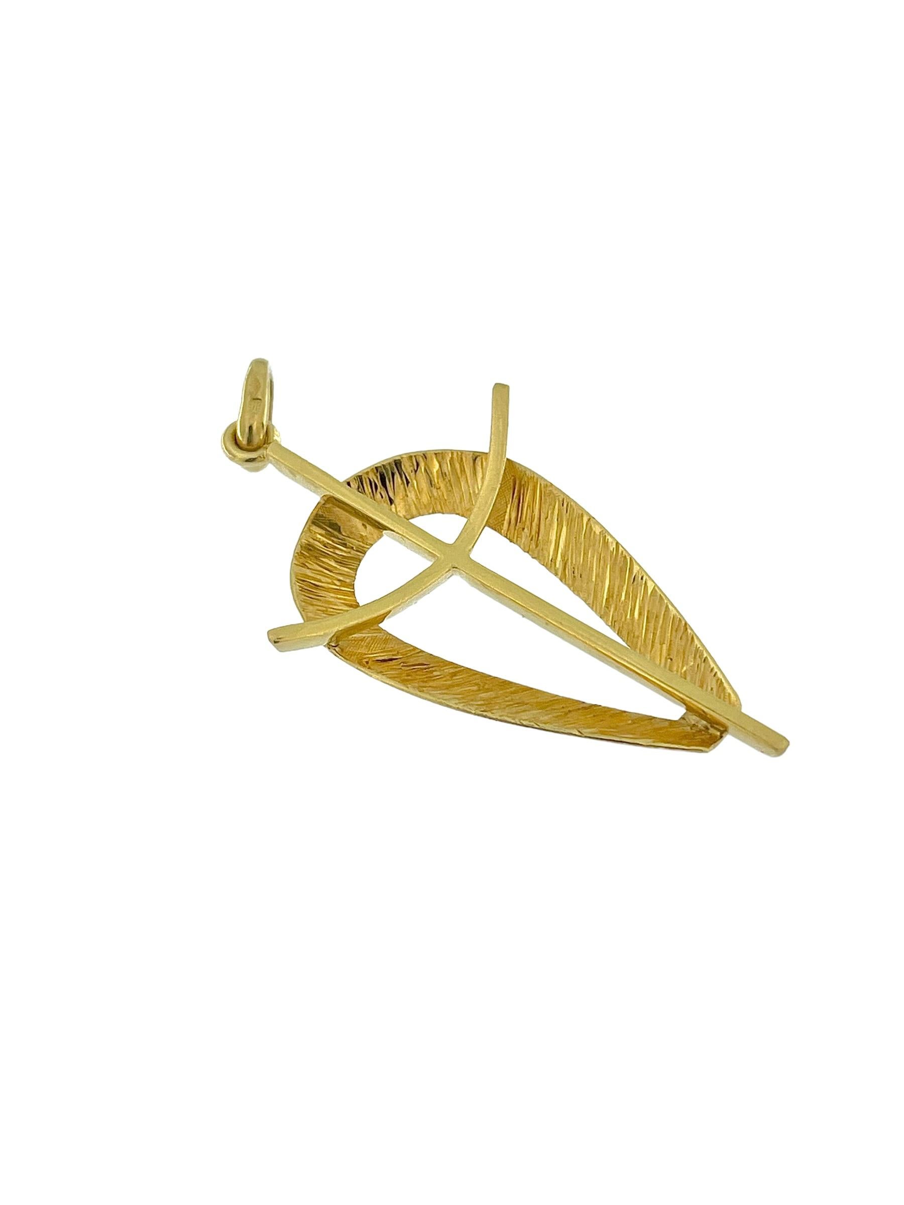 Moderne moderne Mode Italienisches Kreuz Gelbgold im Zustand „Gut“ im Angebot in Esch sur Alzette, Esch-sur-Alzette