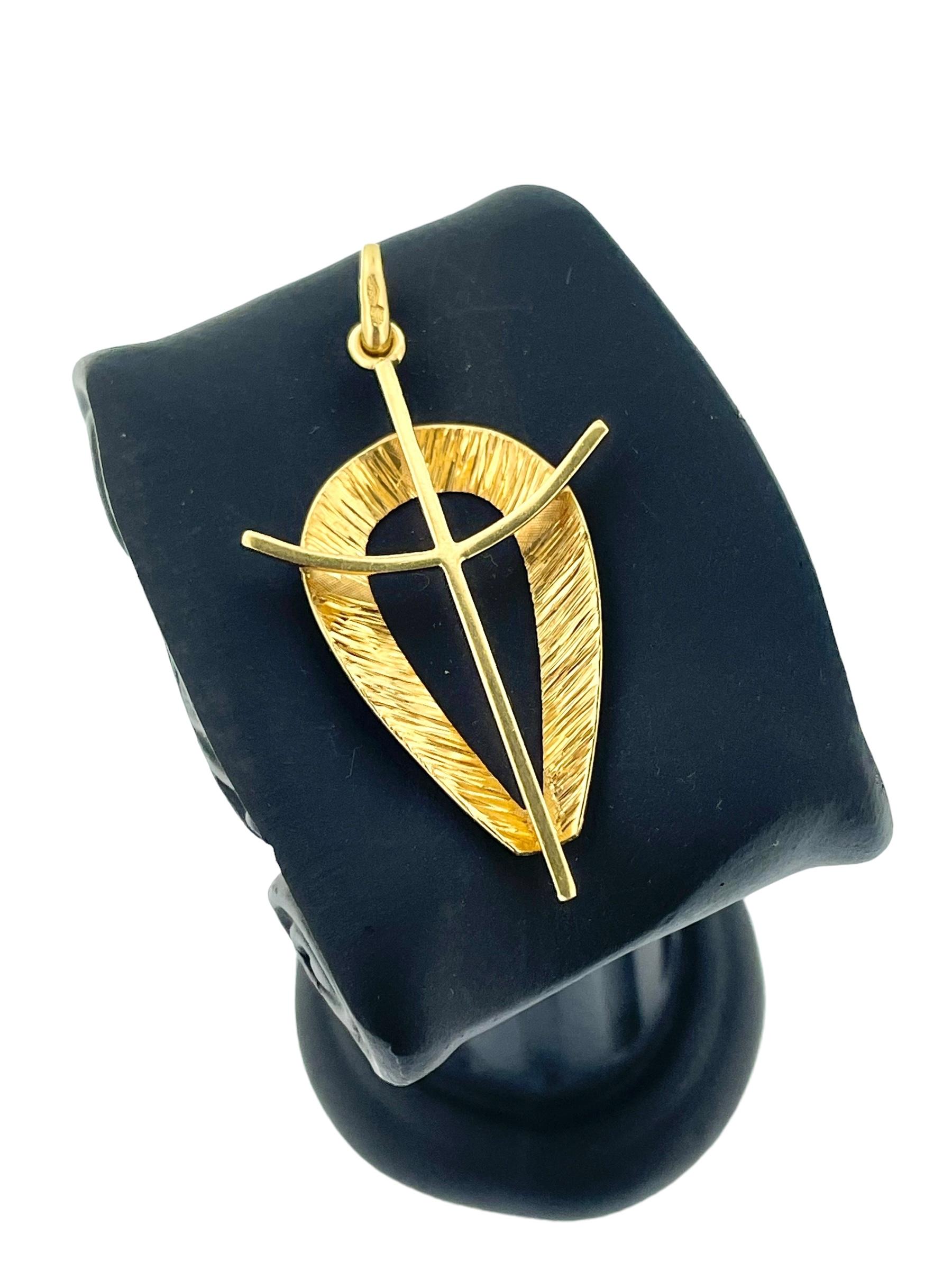 Moderne moderne Mode Italienisches Kreuz Gelbgold im Angebot 1