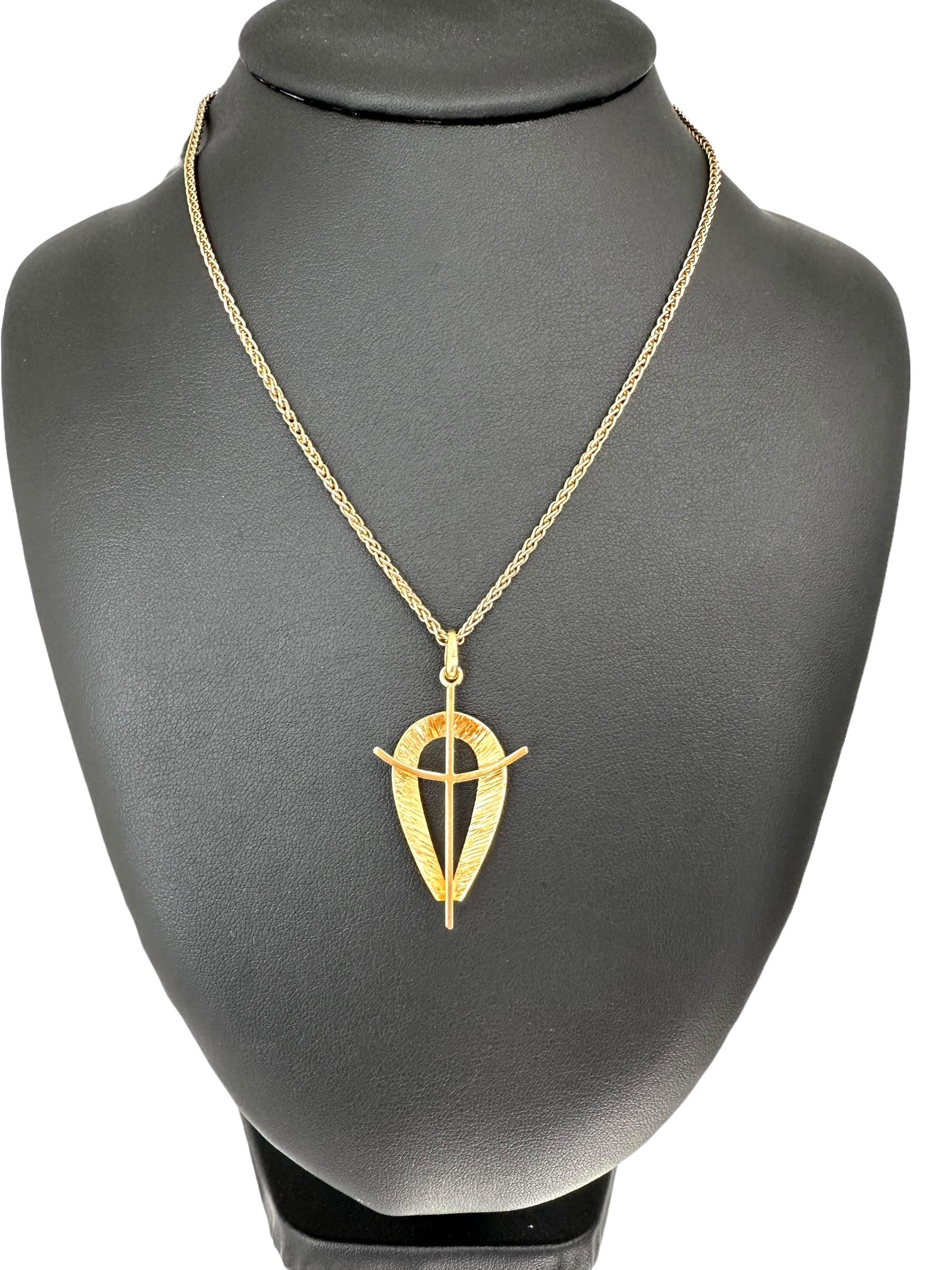 Moderne moderne Mode Italienisches Kreuz Gelbgold im Angebot 2