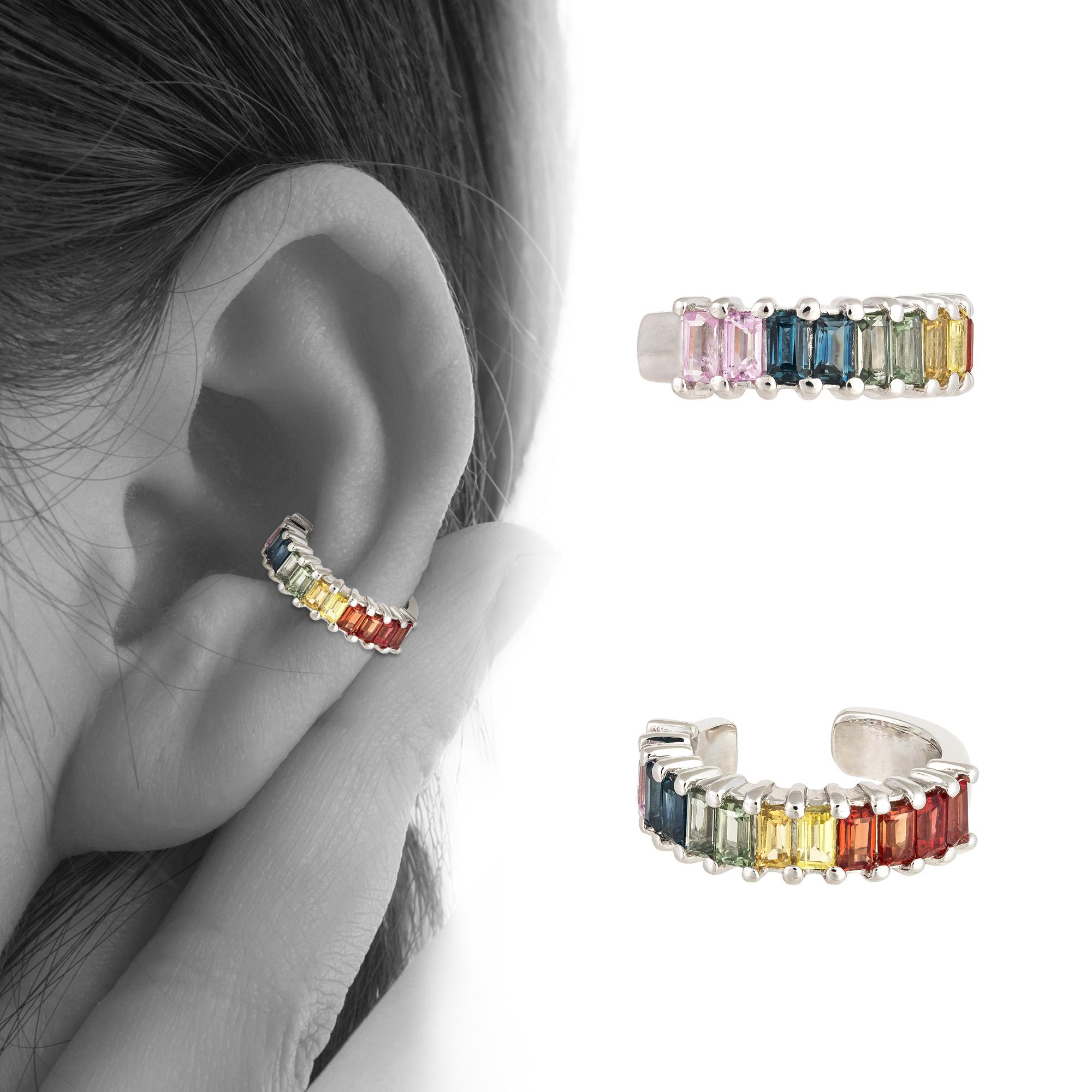 Earrings White Gold 18 K
Cuff one piece
Multi Sapphire 0.57 Cts/12 Pcs
Weight 1,73 grams

With a heritage of ancient fine Swiss jewelry traditions, NATKINA is a Geneva based jewellery brand, which creates modern jewellery masterpieces suitable for