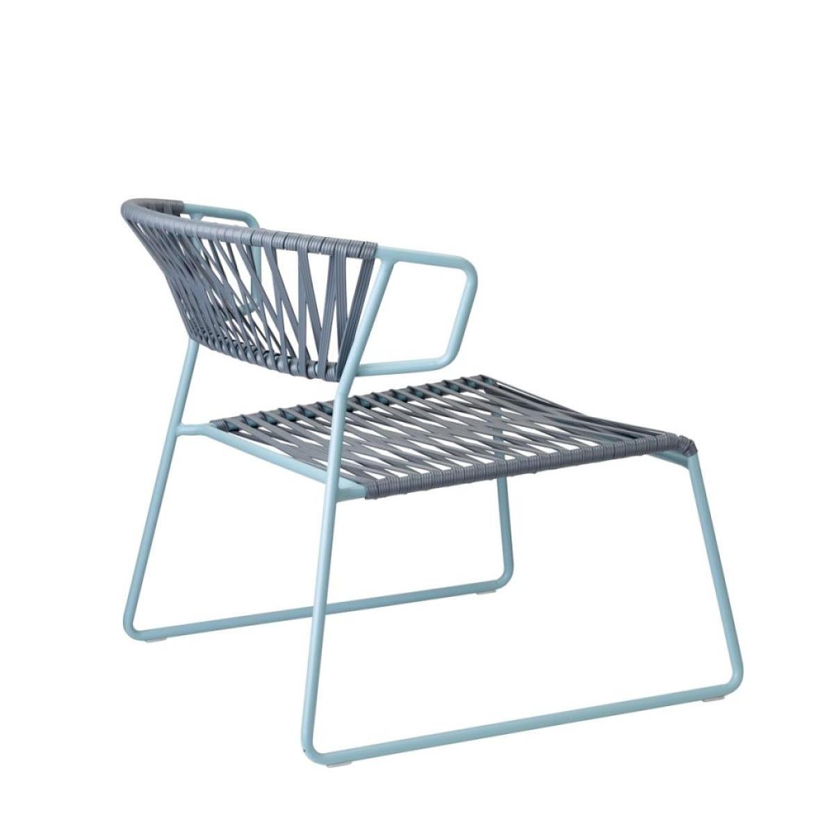 Modern Grey Armchair Outdoor or Indoor in Metal and Ropes, 21 century For Sale 8
