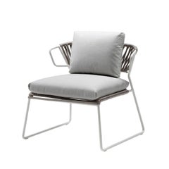Modern Grey Armchair Outdoor or Indoor in Metal and Ropes, 21 century