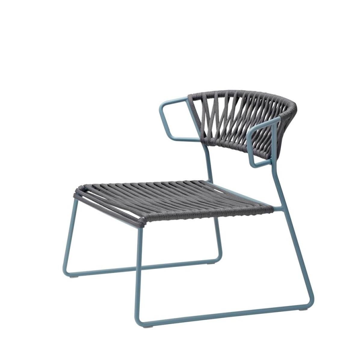 Modern Grey Armchair Outdoor or Indoor in Metal and Ropes, 21 century For Sale 1
