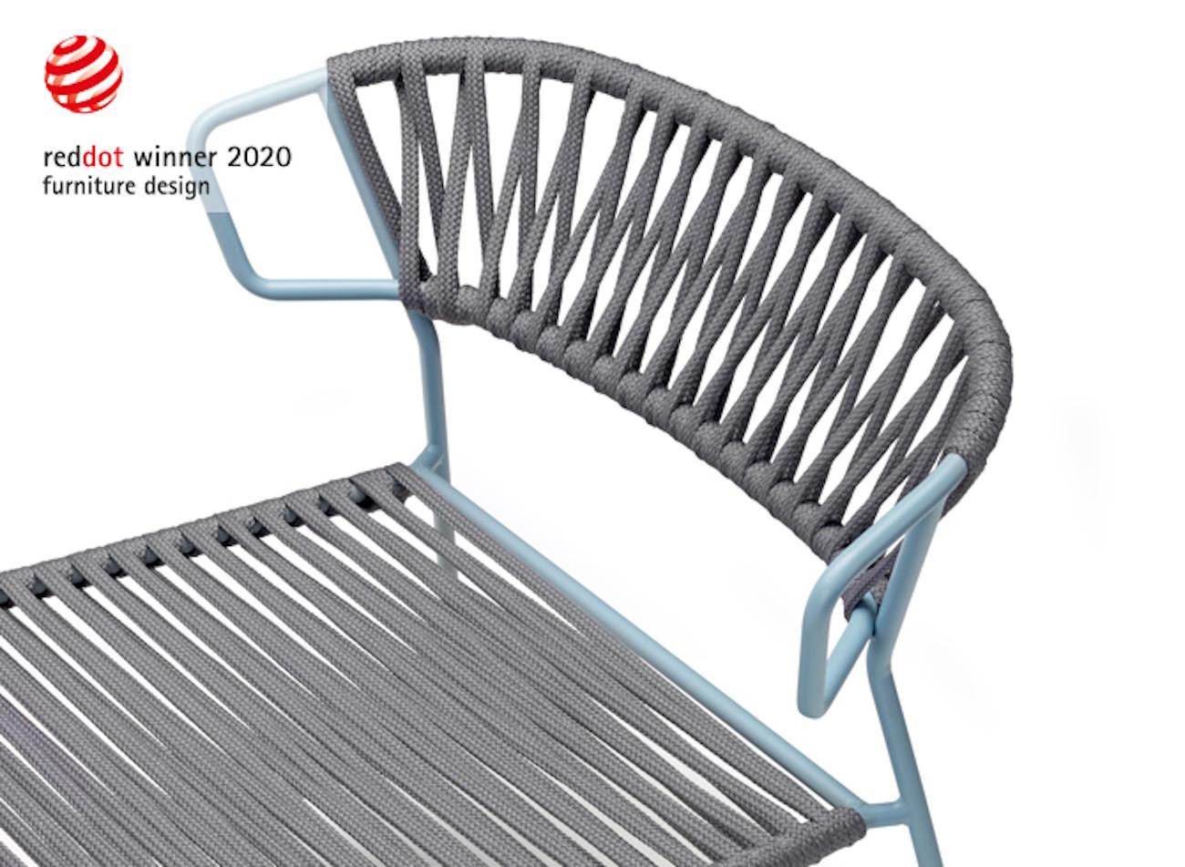 Modern Grey Armchair Outdoor or Indoor in Metal and Ropes, 21 century For Sale 4